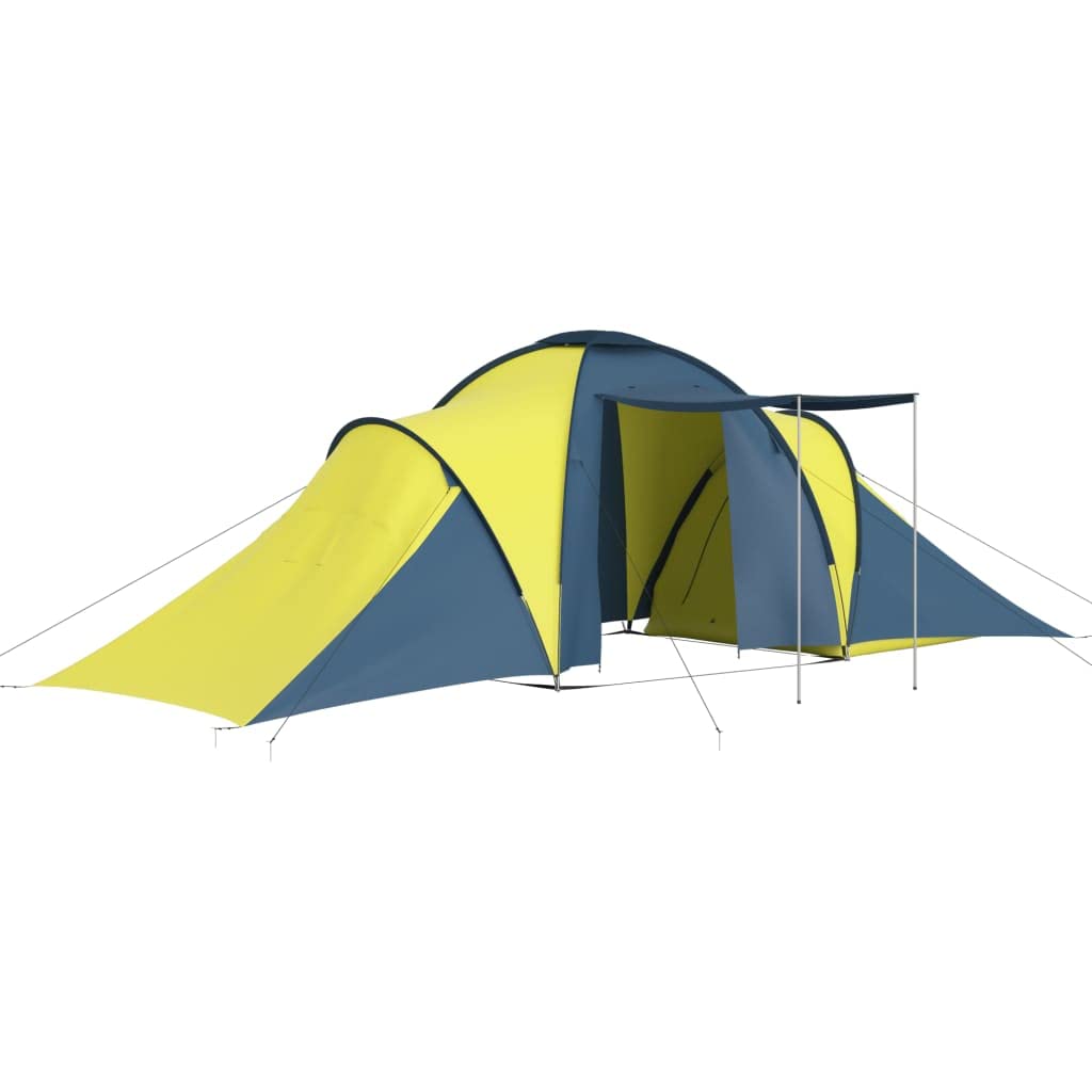 SKM 6-Person Waterproof Camping Tent - Lightweight, Easy Setup, Blue & Yellow for Family Outdoor Adventures, Hiking & Backpacking