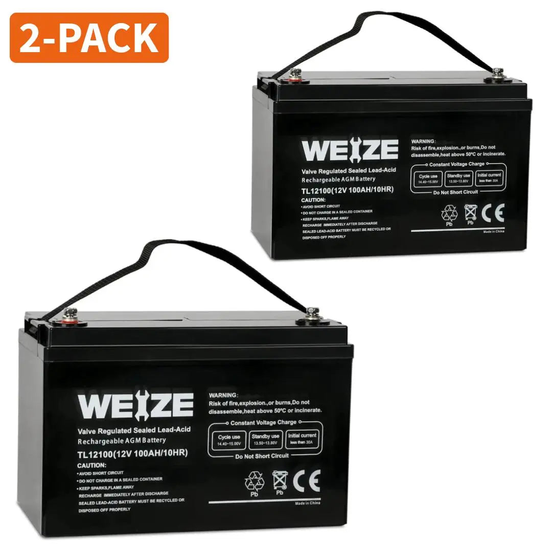 WEIZE 12V 100Ah Deep Cycle AGM Battery - Group Size 31 SLA Battery for Solar, RV, Marine & Off-Grid Power - Maintenance-Free & Long Lasting