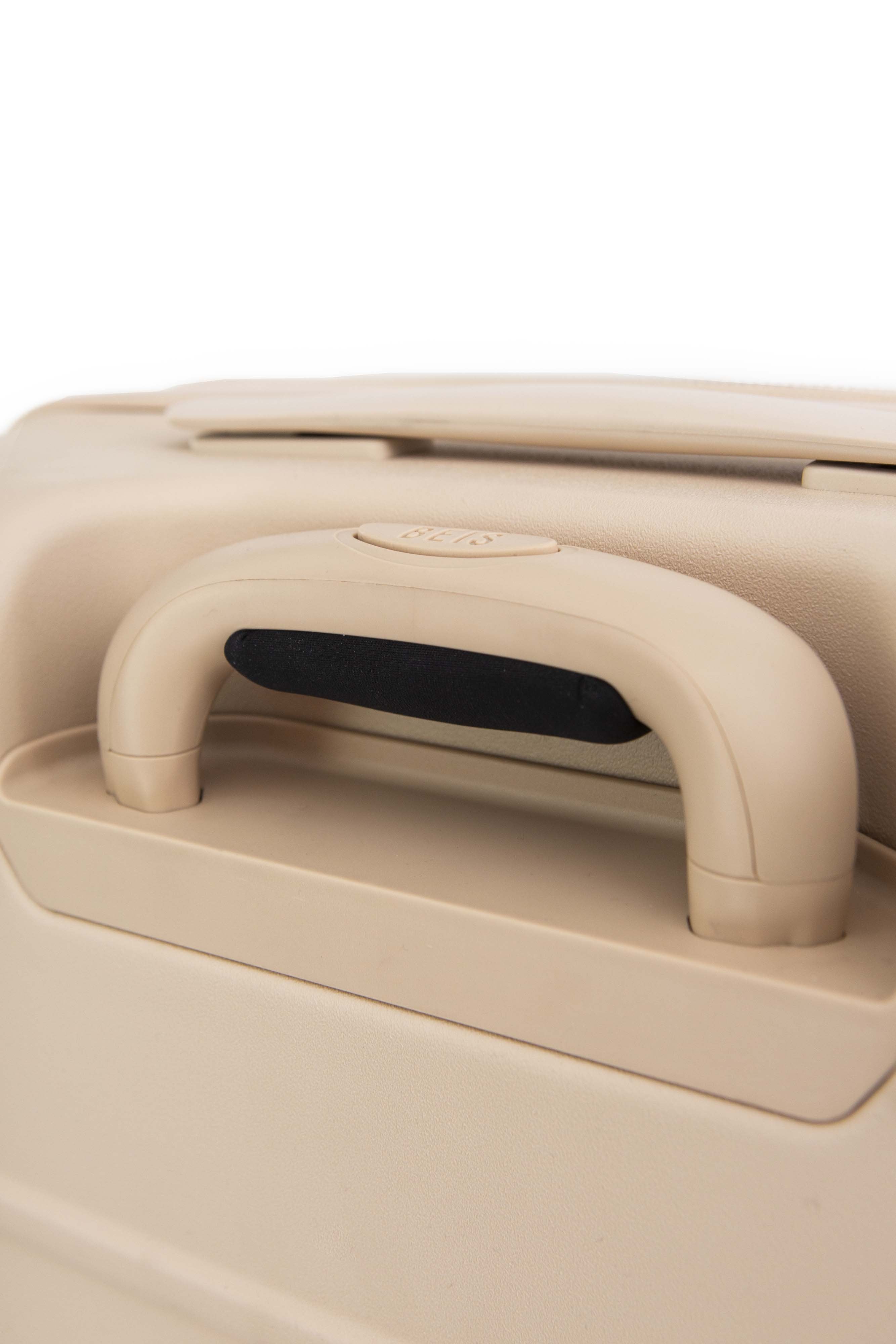 Beige Medium Check-In Roller Luggage - Lightweight Carry-On Suitcase for Travel, Business Trips & Weekend Getaways