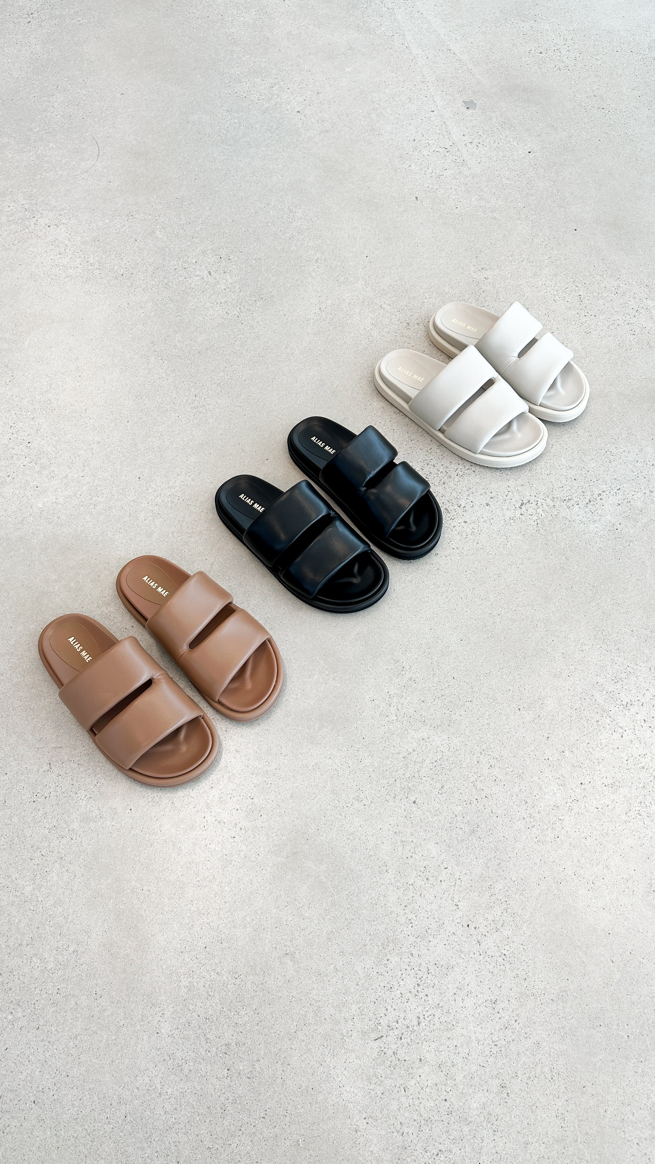 Alias Mae Dawn Slide Sandals - Black Leather Women's Comfortable Slides for Casual Wear, Beach & Home Use