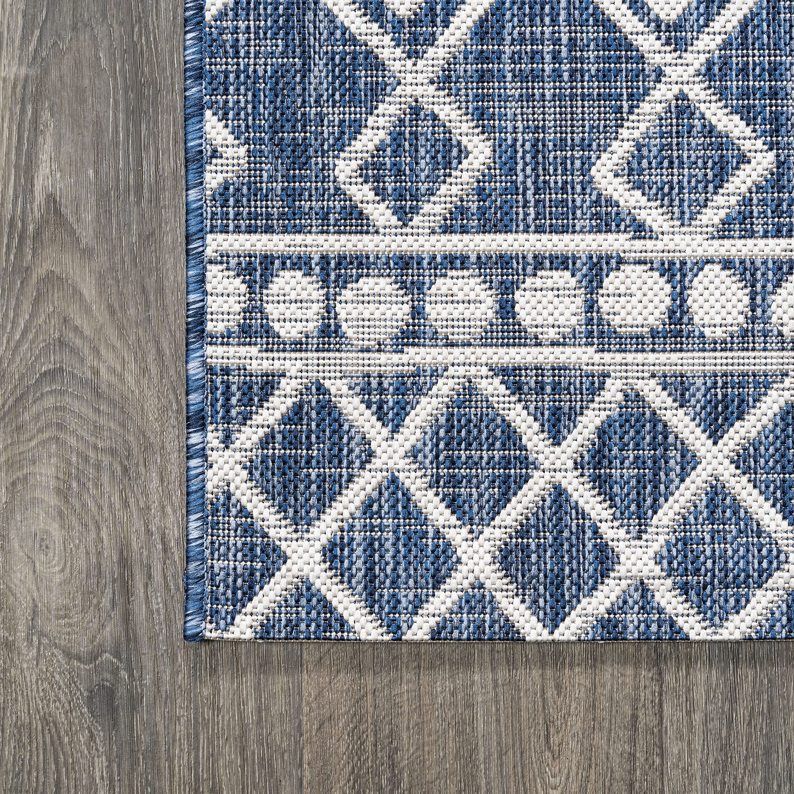 JONATHAN Y SMB130D-3 Bohemian Tribal Area Rug - 3'x5' Indoor/Outdoor Rug in Blue/Ivory | Non-Shedding, Easy to Clean | Perfect for Bedroom, Kitchen, Backyard & Patio Decor