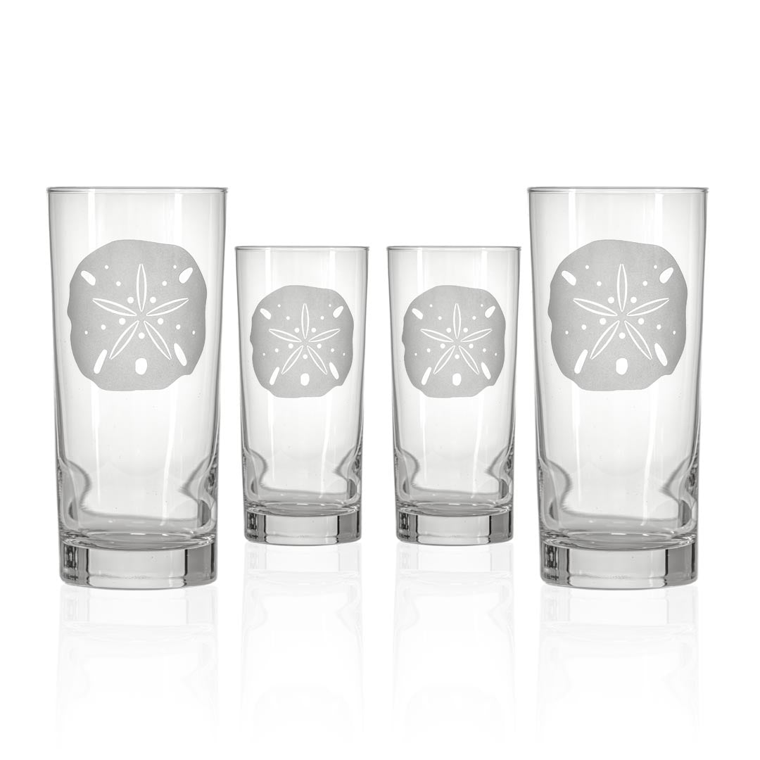 Premium 15oz Sand Dollar Highball Cocktail Glasses - Set of 12 | Durable Drinkware for Beach Parties, Summer BBQs & Outdoor Entertaining