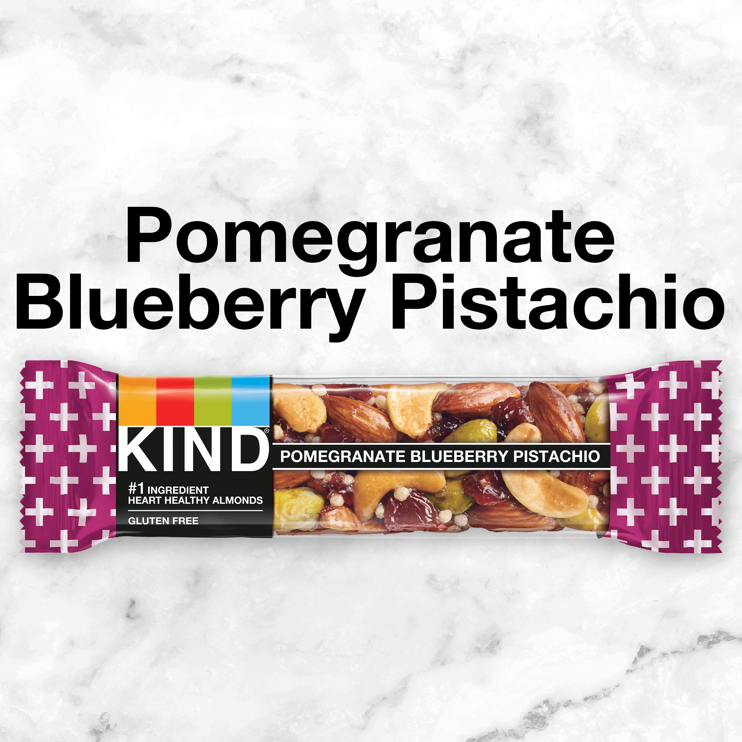 KIND Bars, Pomegranate Blueberry Pistachio - Healthy Gluten Free Snack Bars with 5g Protein (12 Count) - Perfect for On-the-Go Breakfast, Workout Fuel & Office Snacks