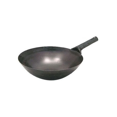 12 Inch Iron Pow Wok – Heavy Duty Carbon Steel Stir Fry Pan with Wooden Handle – Perfect for Asian Cooking, Stir Frying, Deep Frying & Home Kitchen Use