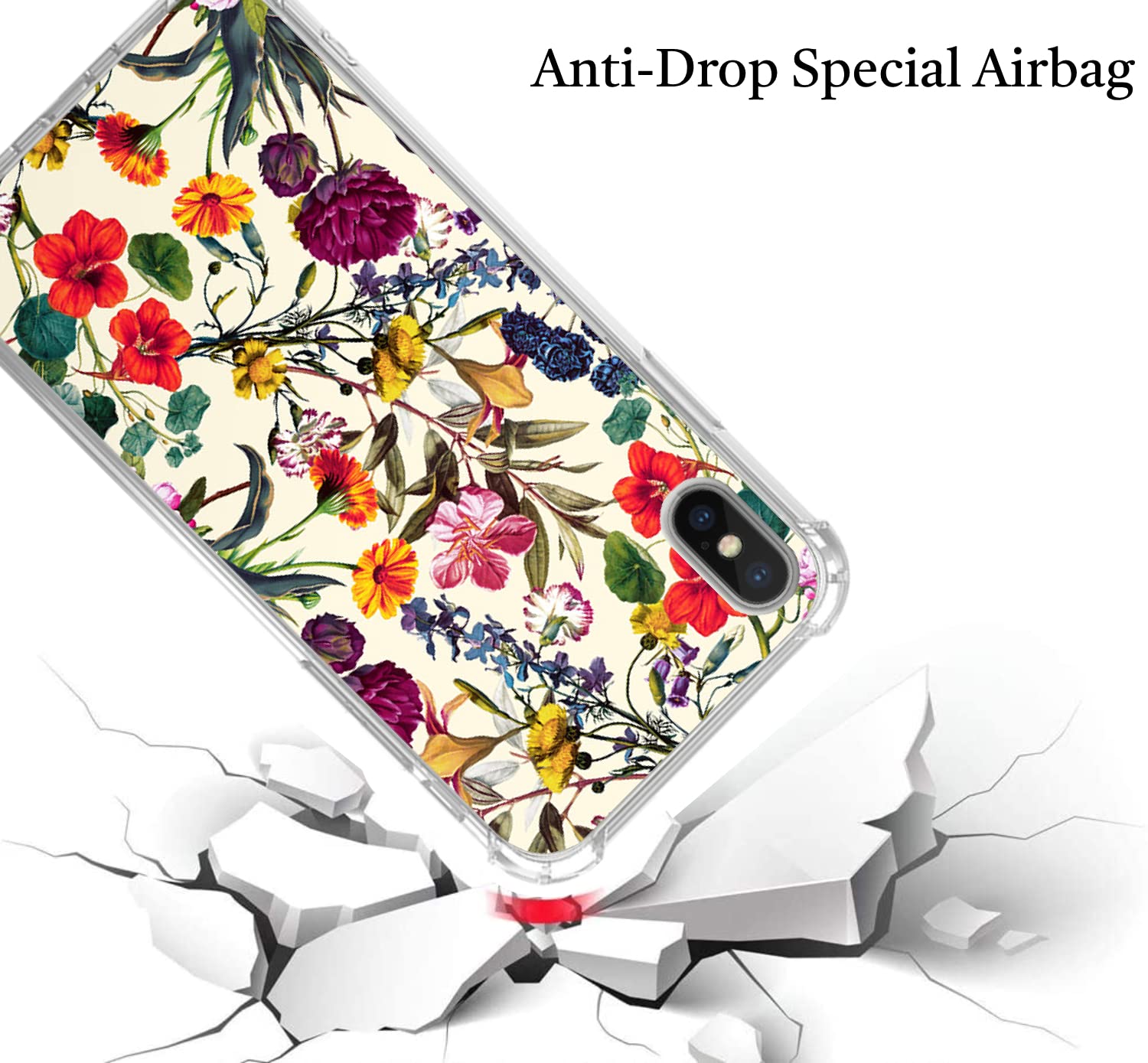 Floral Garden Phone Case for iPhone Xs/X - Trendy Flower Pattern TPU Bumper Cover - Perfect for Spring Outfits, Outdoor Picnics & Nature Lovers