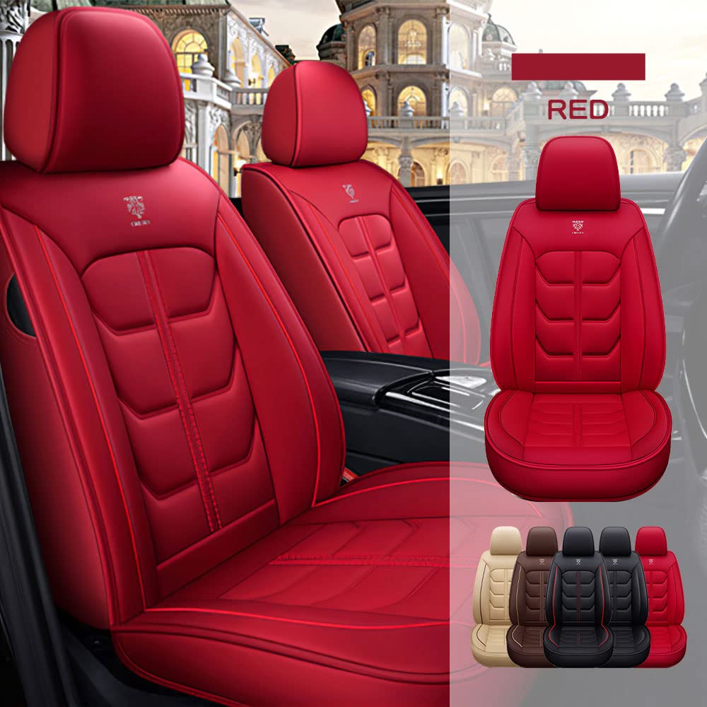 Premium PU Leather Waterproof Car Seat Covers for Mercedes-Benz B-Class (2005-2023) - Front Set, Red - Durable Vehicle Interior Accessories for Comfort & Style | Perfect for Daily Commute, Road Trips & Car Protection