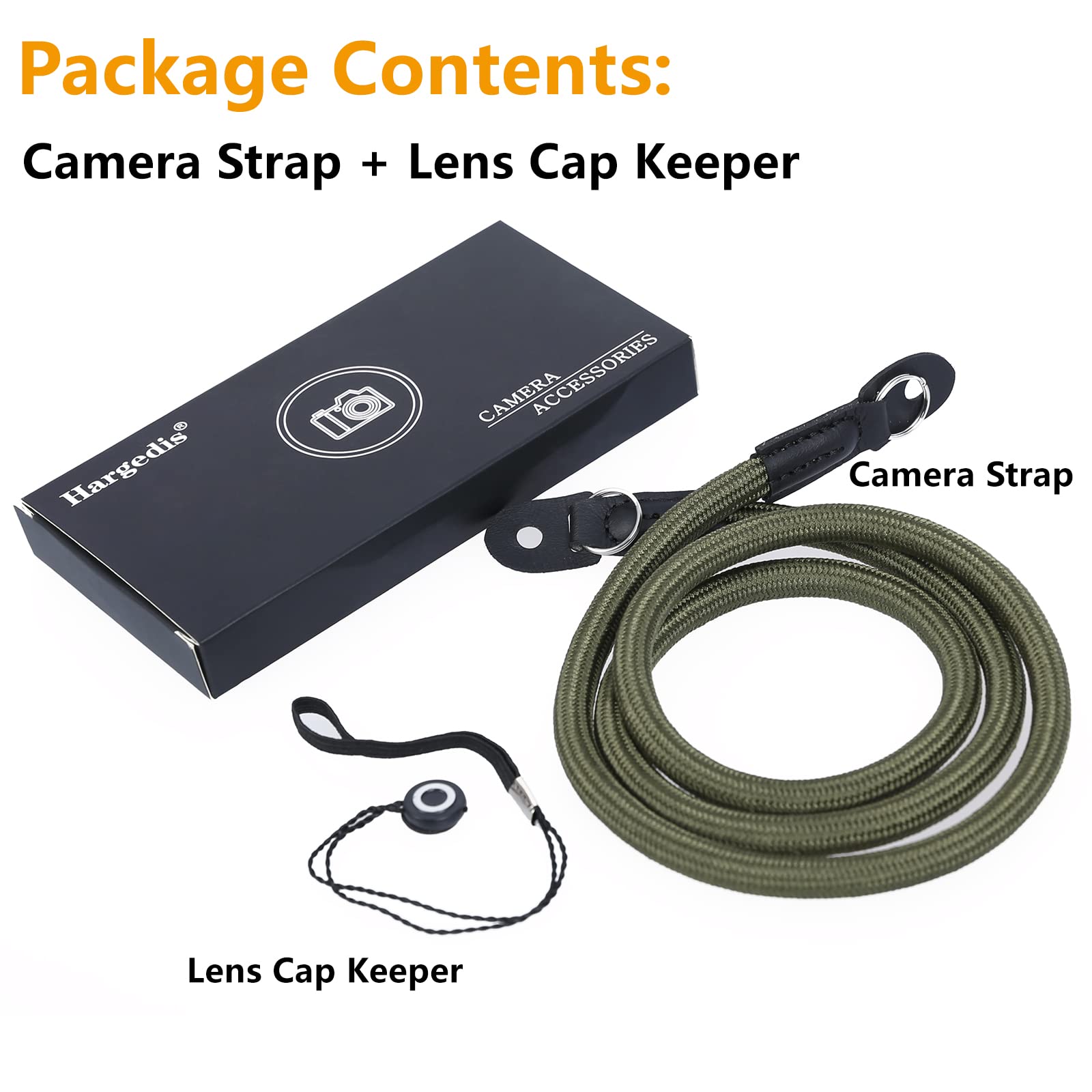 Durable Climbing Rope Camera Shoulder Strap for DSLR & Mirrorless Cameras - Adjustable Neck Strap with Lens Cap Keeper (Green) - Perfect for Travel, Hiking & Outdoor Photography