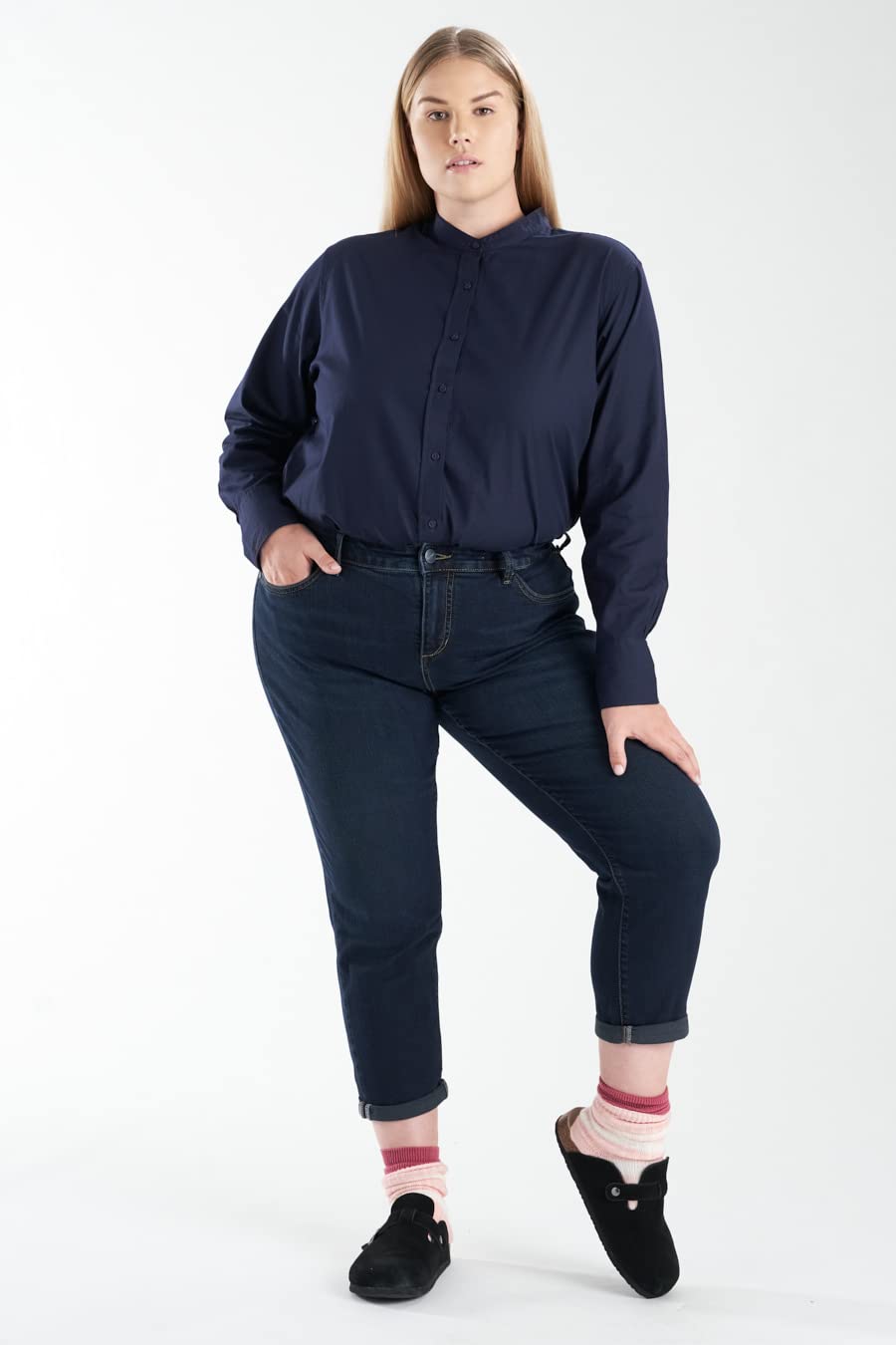 SLINK Jeans Mid Rise Easy Fit Boyfriend - Stretch Denim Pants for Women - Plus Size 14-24 - Comfortable Casual Wear for Everyday & Office
