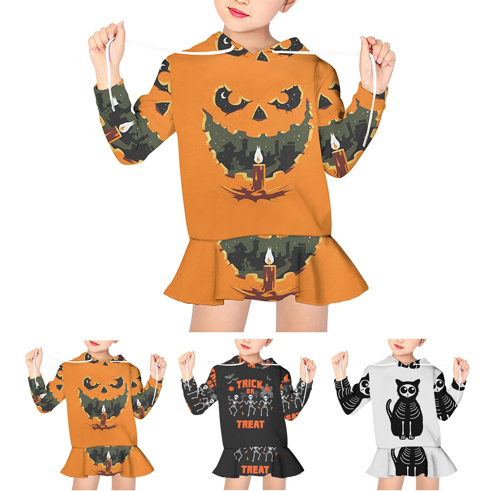**Halloween Pumpkin Ghost Sweatshirt for Toddler Girls - Long Sleeve Pullover Hoodie, Cute Fall Outfit for Trick-or-Treating & Playdates**