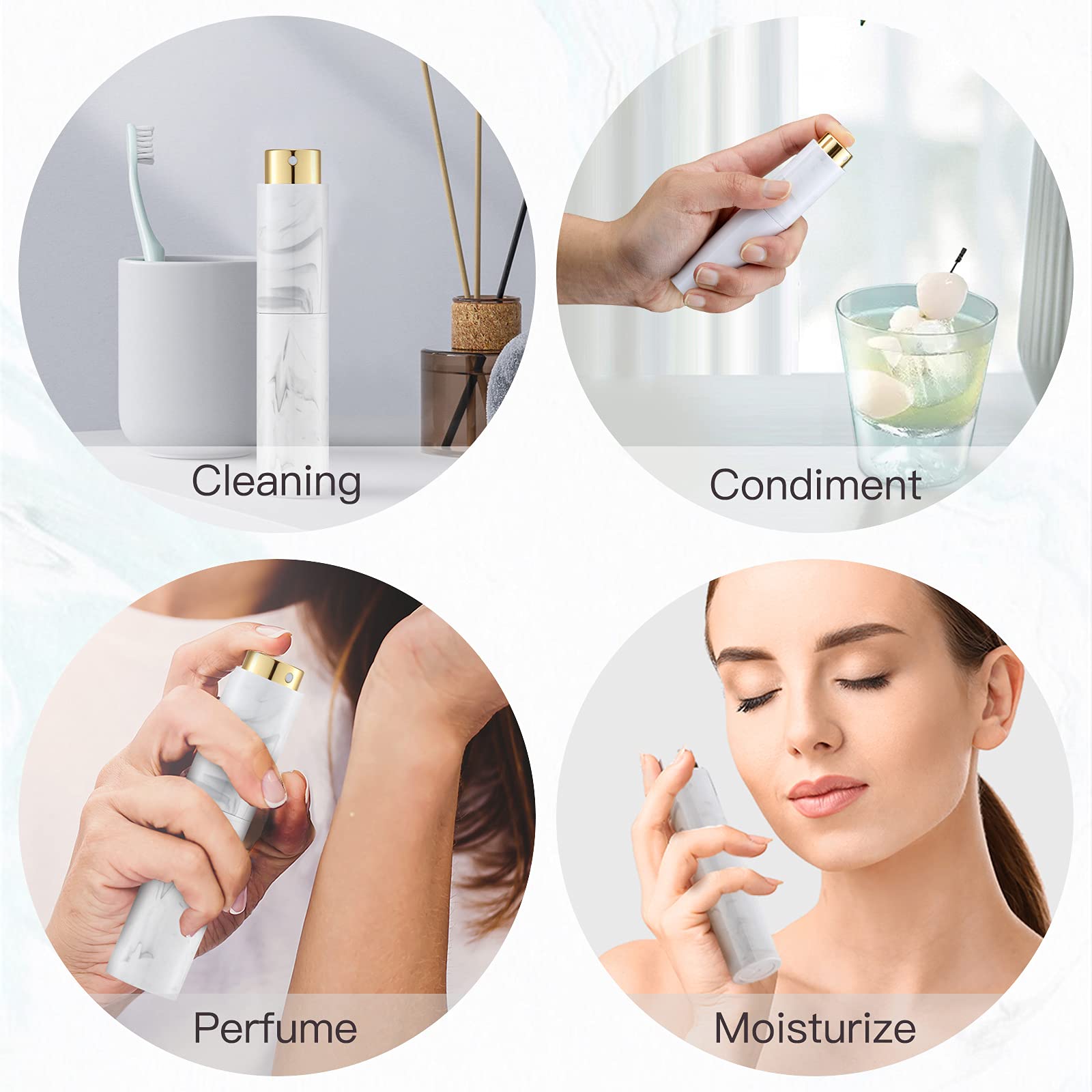 Tekson 10ML Perfume Atomizer Travel Set (7 PCS) - Refillable Cologne Spray Bottles, Mini Empty Dispenser for Fragrance & Essential Oils - Perfect for Travel, Gym, Purse & On-The-Go Use