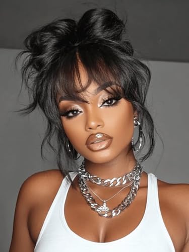 Natural Color │7x5 Lace Fluffy Loose Wave Wig Curtain Bangs