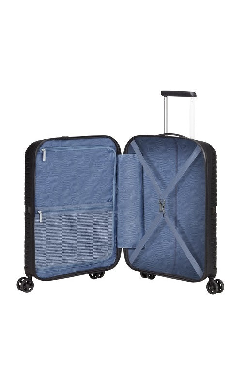 American Tourister Airconic 55cm 4-Wheel Carry-On Hard Shell Luggage - Black | Perfect for Business Travel & Weekend Getaways