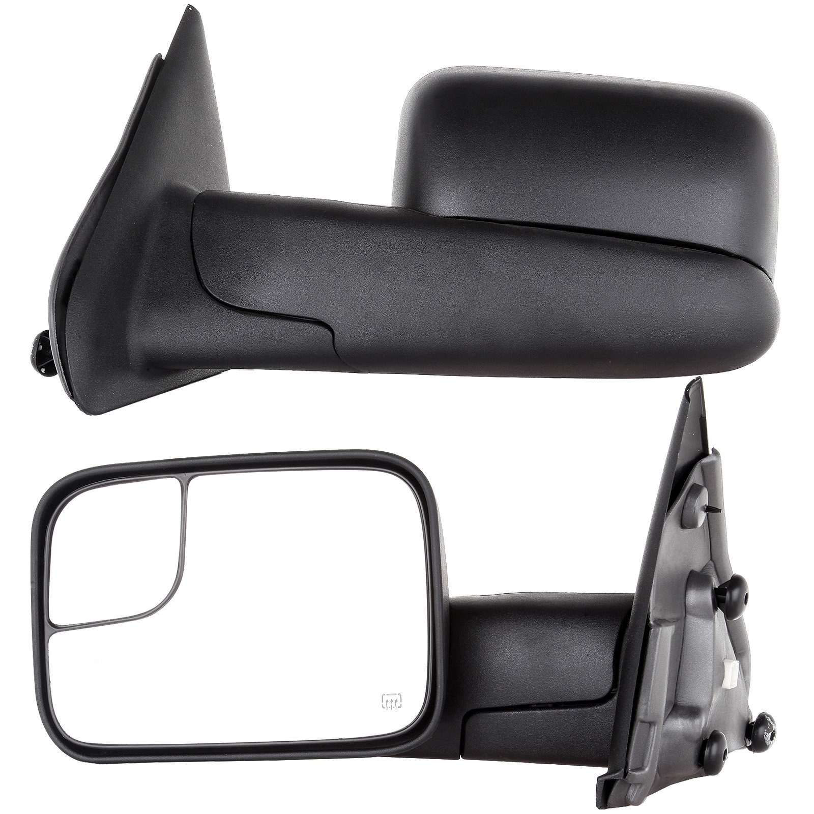 1994-2001 Dodge Ram 1500 & 2002 Ram 2500/3500 Manual Adjust Towing Mirrors - Black Pair (LH & RH) - No Heat/No Turn Signal - Perfect for Towing & Off-Road Adventures