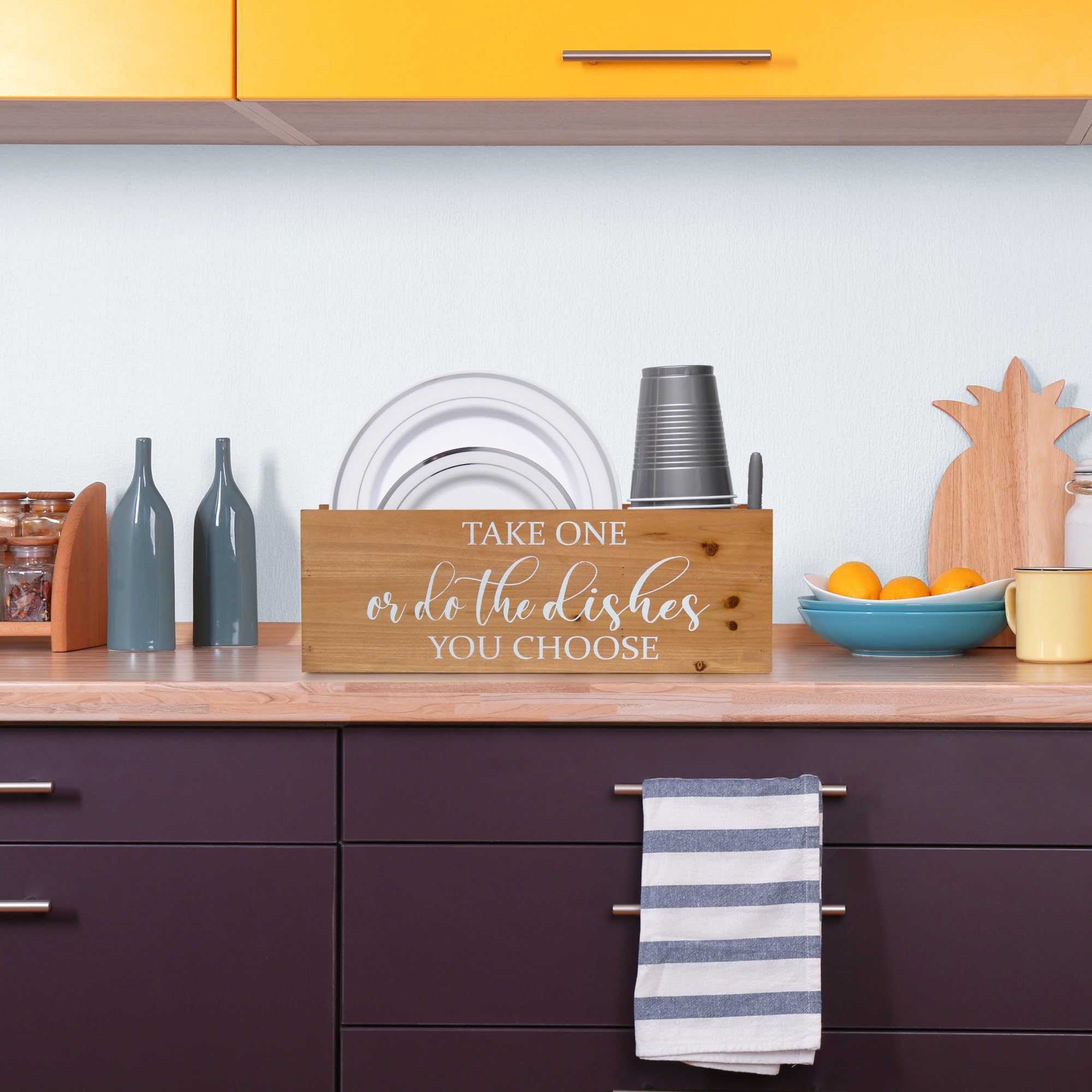 Farmhouse Wooden Kitchen Countertop Organizer with Marker Slot - Elegant HG2035-NWD Pantry Picks for Home, BBQ & Events - Natural Wood Decor for Tables, Kitchens & Dining Areas
