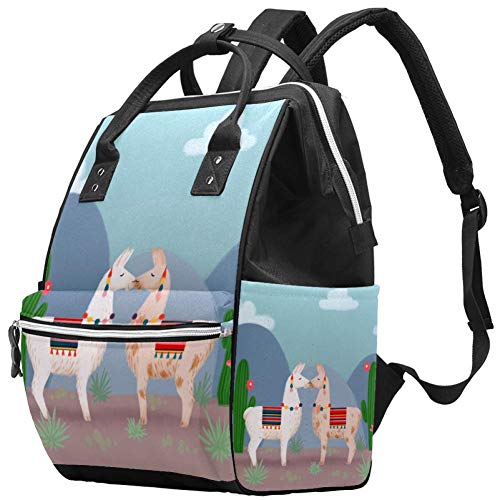 **Llama Print Diaper Tote Bag - Large Capacity Baby Nappy Backpack for Moms, Nursing & Travel | Perfect for Daycare, Outings & Baby Essentials Storage**
