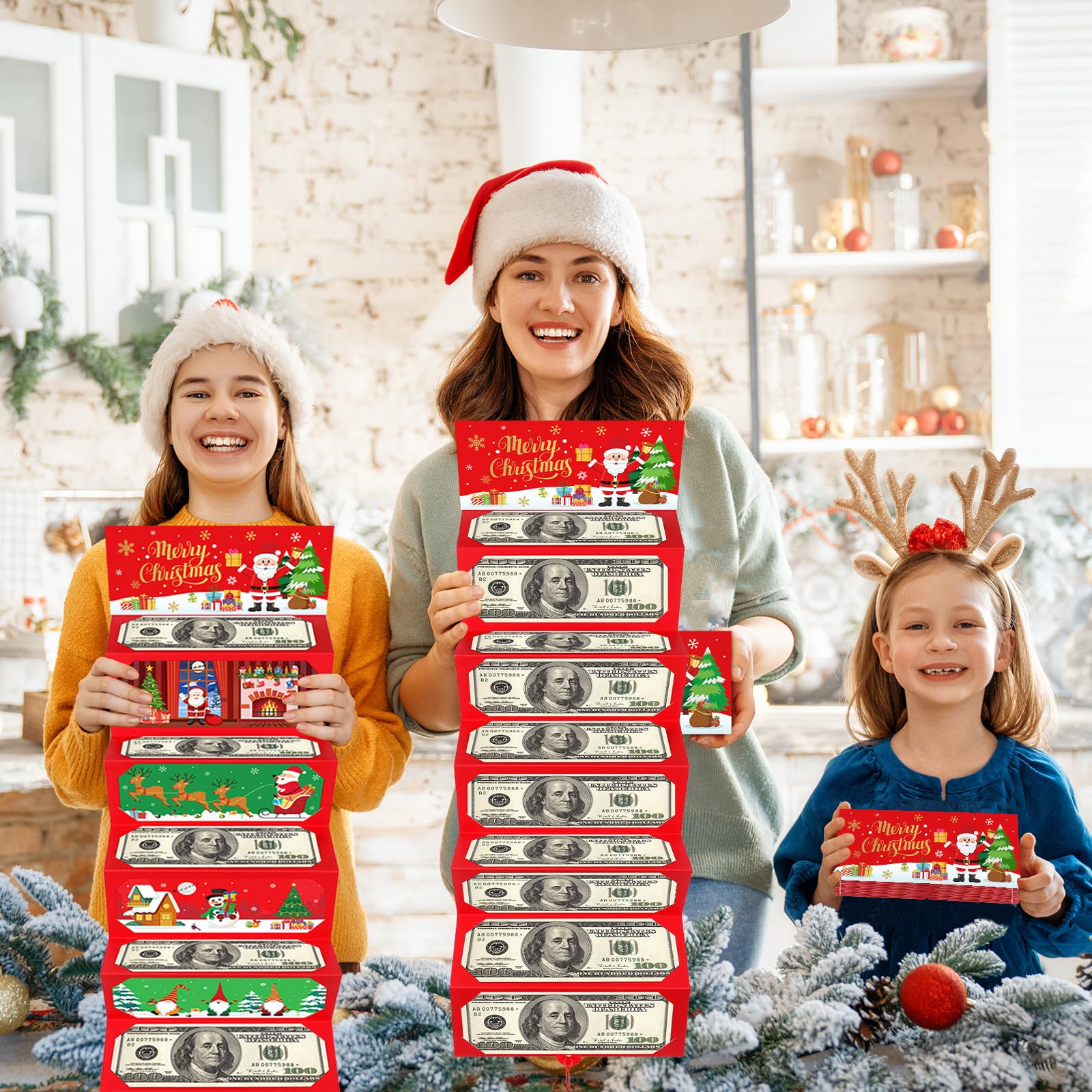 Christmas Money Holder & Gift Card Organizer with 10 Slots - Festive Santa Claus Design for Holiday Cash Gifts - Perfect for Christmas, Birthday & Special Occasion Presents