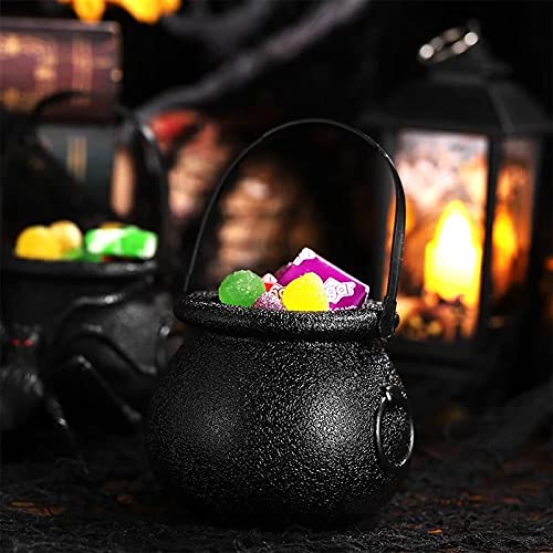 10Pcs Mini Witch Skull Cauldron Halloween Candy Bucket - Plastic Trick or Treat Containers for Halloween Decorations, Witch Party Supplies, Wizard Theme Party, St Patrick's Day Decor - Perfect for Halloween Parties, Haunted House Props & Themed Events