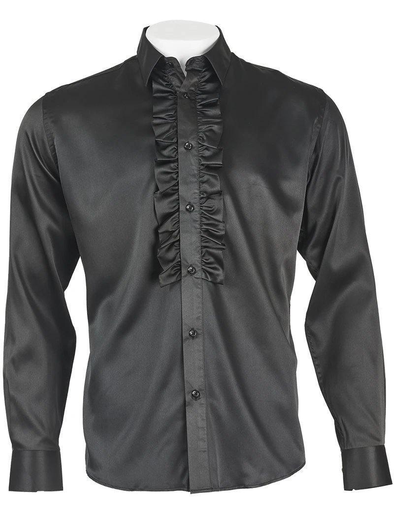 Stylish Men's Black Ruffle Shirt | Trendy Casual & Formal Wear | Perfect for Date Nights, Parties & Office Outfits