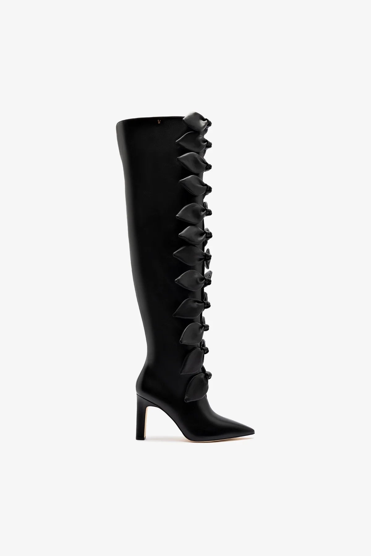 Larroudé x Jonathan Cohen Black Leather Tie Boots for Women - Stylish Ankle Boots for Fall & Winter Fashion, Office Wear & Night Out