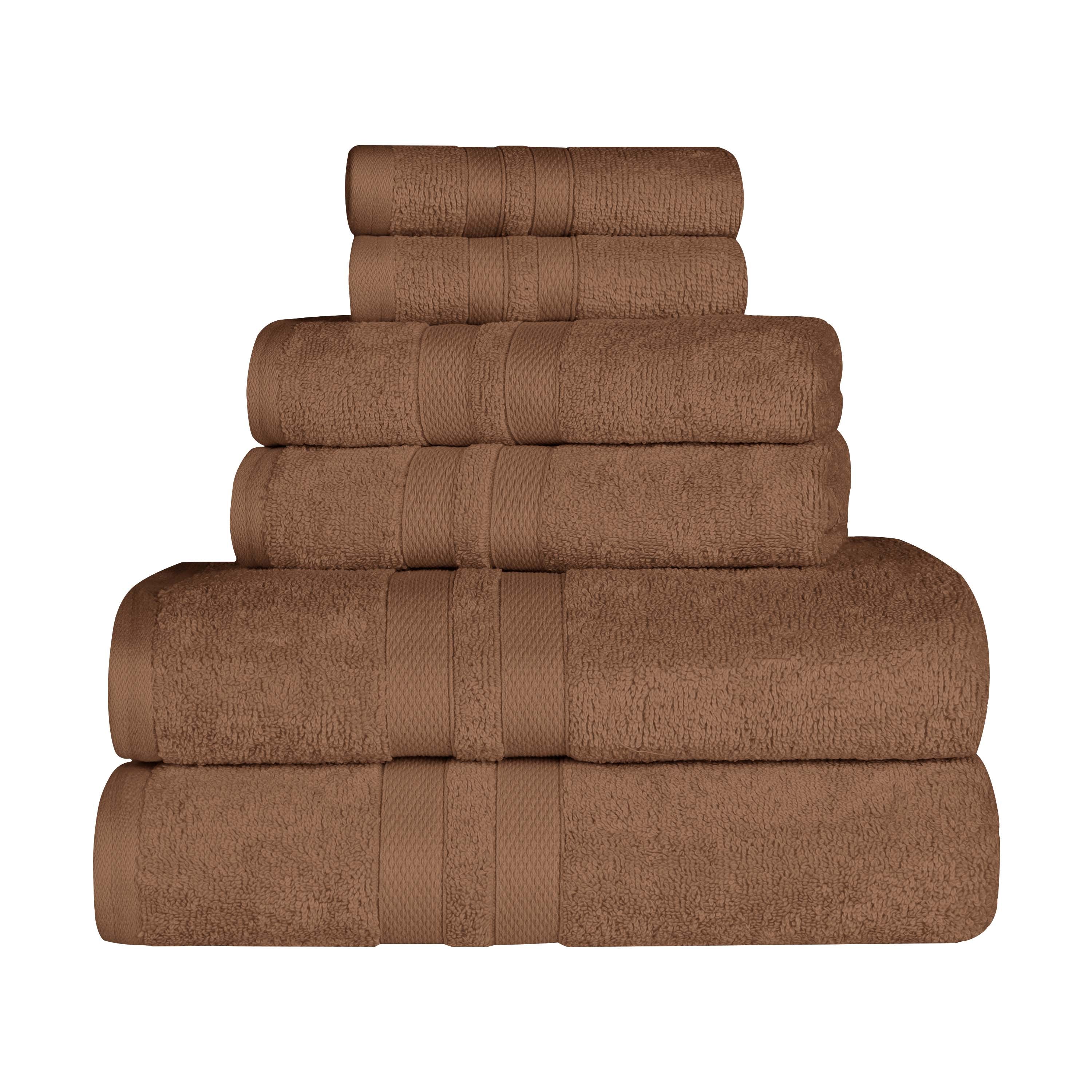 Ultra Soft Cotton Absorbent Bath Towel Set - 6 Piece Solid Color Collection for Spa, Gym & Luxury Home Use