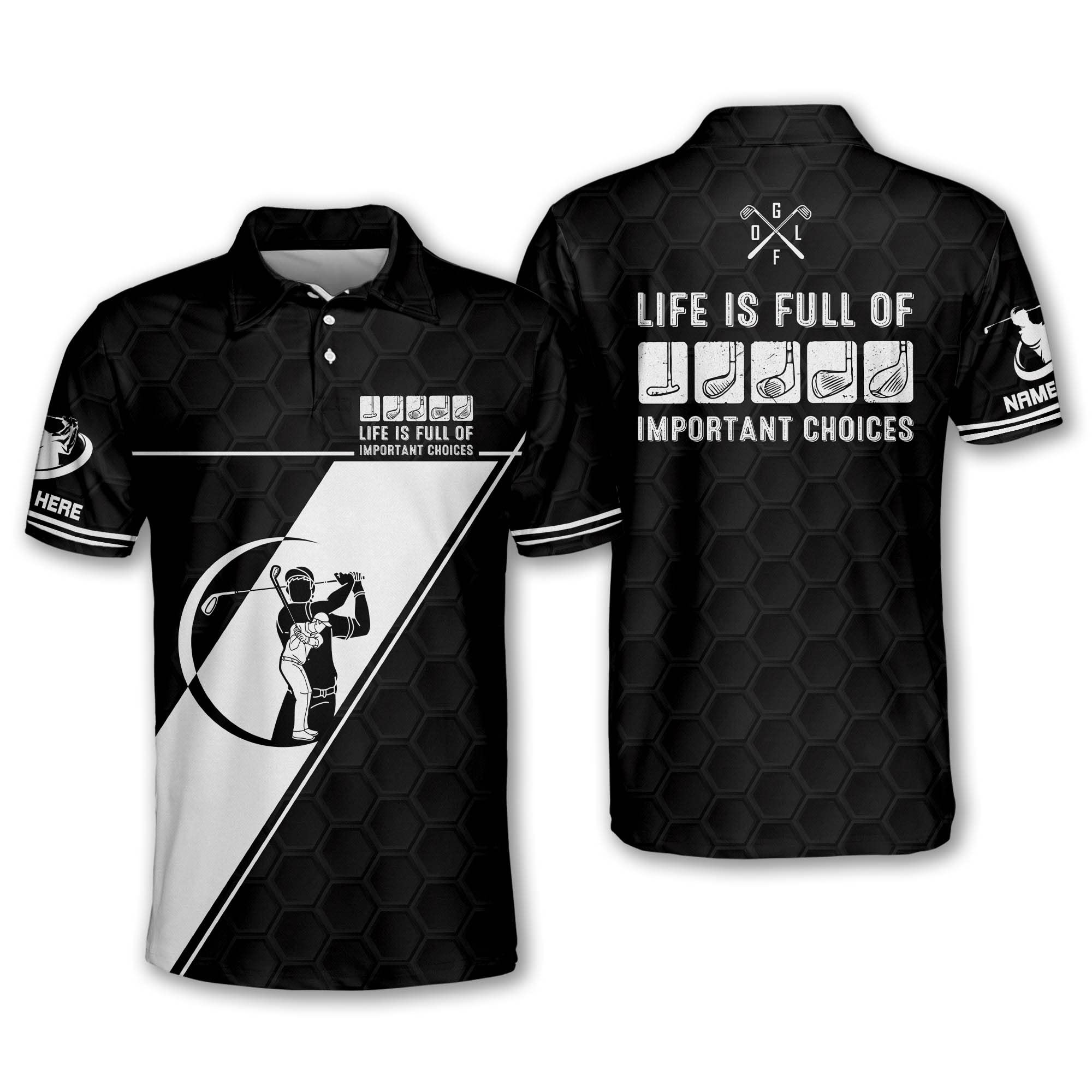Funny Personalized Golf Polo Shirts for Men - Dry Fit Short Sleeve for Golf & Casual Wear