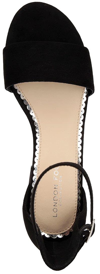 London Fog Women's Nikki Low Block Heel Ankle Strap Pump Sandals - Comfortable Dress Shoes for Work, Weddings & Special Occasions