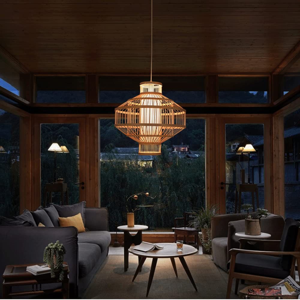 Handmade Natural Wooden Chandelier Lantern - 17.7
