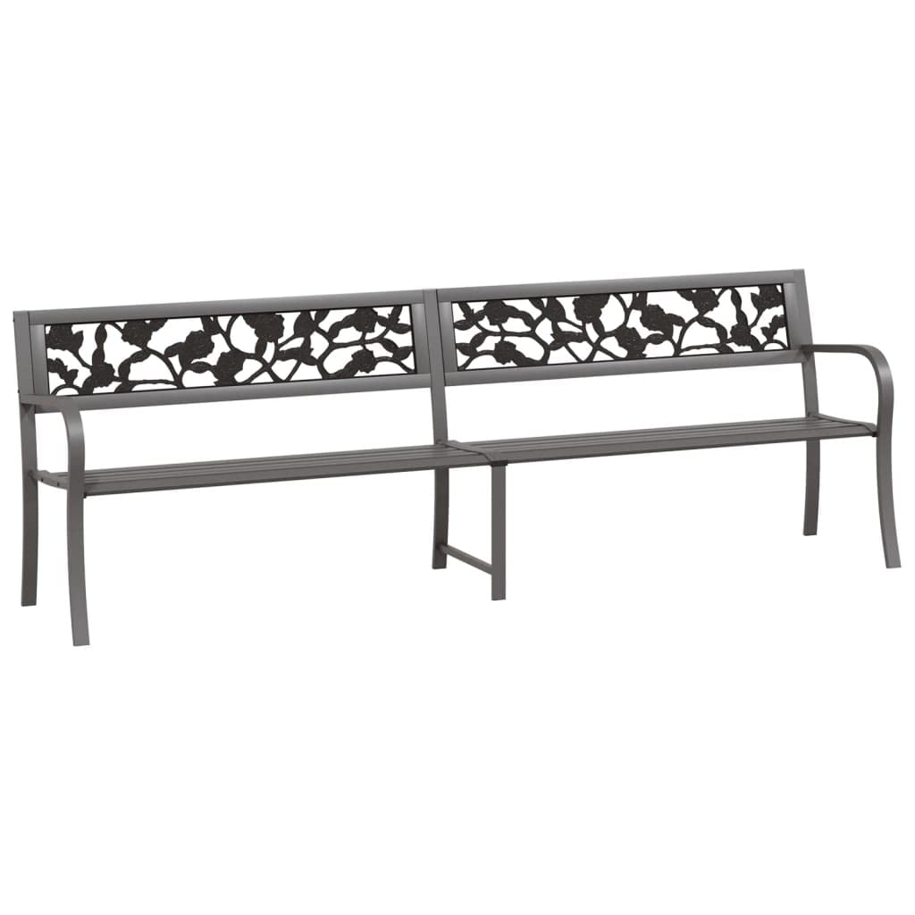 vidaXL Outdoor Patio Bench with Armrests - Durable Steel Garden Park Bench for Backyard, Deck, Lawn, Yard, Porch & Poolside - Weather-Resistant Gray Steel - Perfect for Relaxing in Gardens, Parks or Outdoor Entertaining