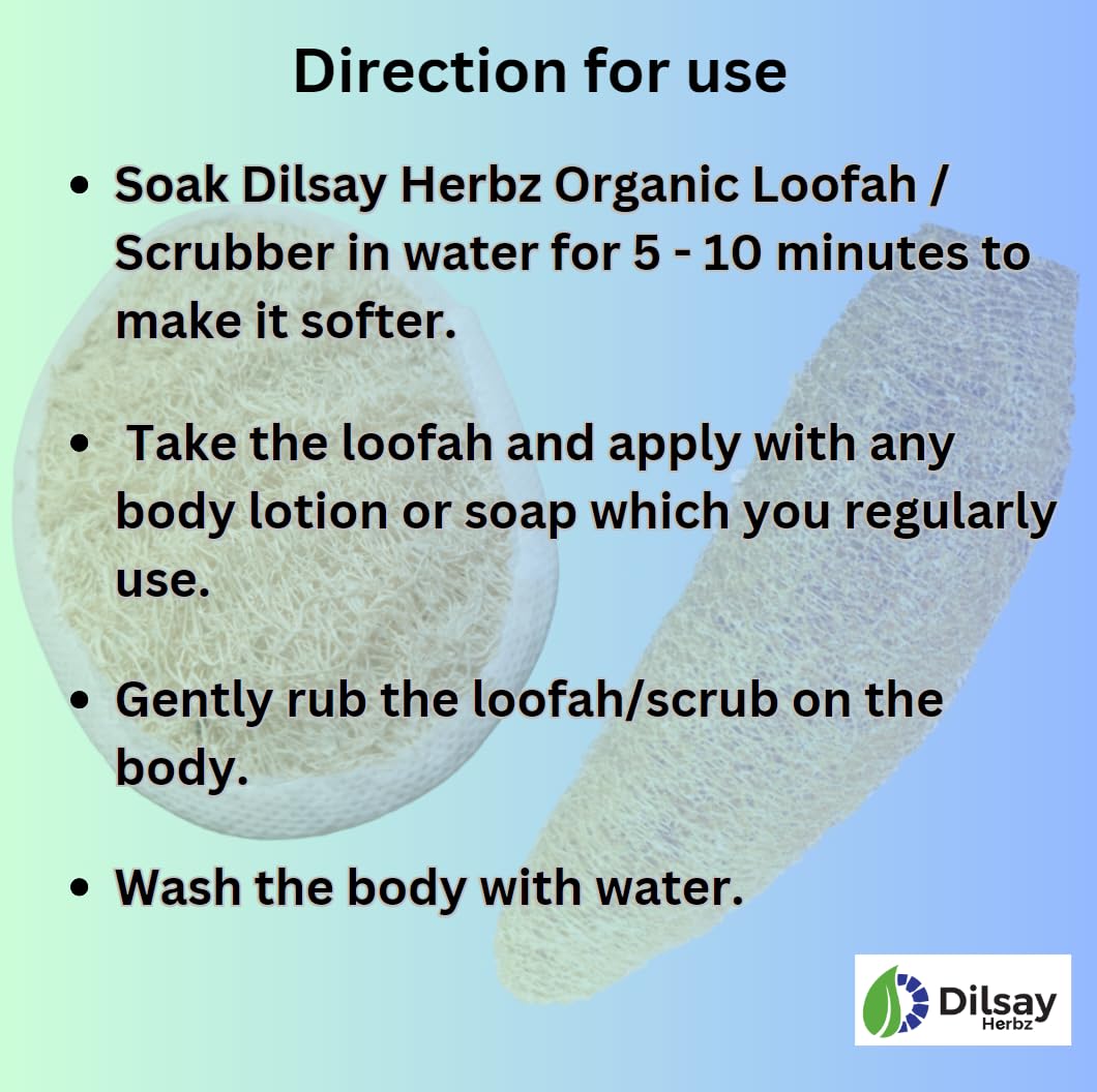 Organic Loofah Scrubber with Cloth Base & Handle - Biodegradable & Disposable Oval Body Scrubber for Men & Women (Pack of 4) - Perfect for Shower, Bath & Exfoliating Dry Skin