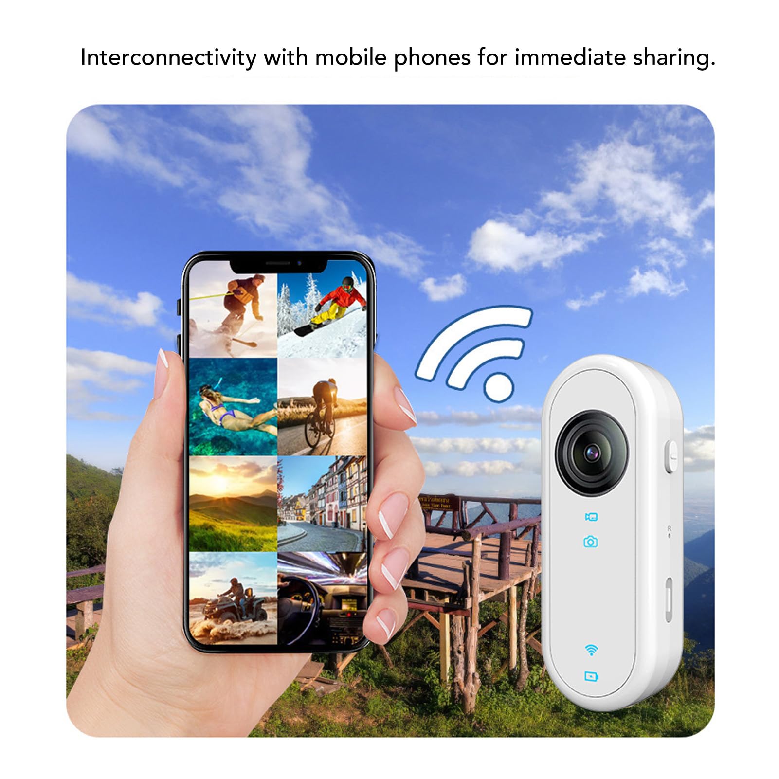 4K Waterproof Action Camera - 1080P HD Sports Camera with WiFi & APP, Wearable Pocket Camera for Vlogging, Cycling, Skiing, Surfing & Outdoor Adventures