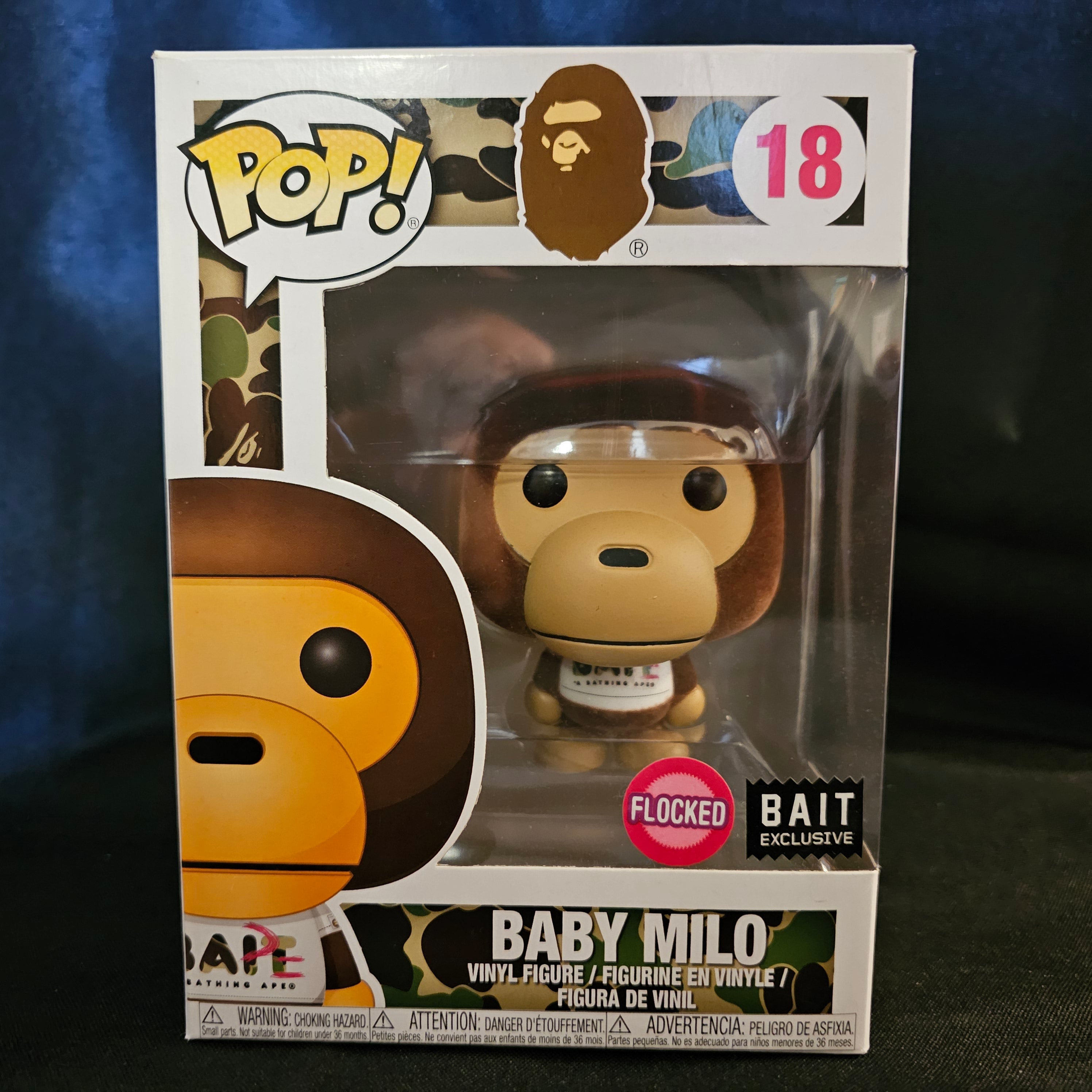 Exclusive BAPE Flocked Baby Milo Pop! Vinyl Figure - Bait Limited Edition Collectible [18] - Perfect for Anime Fans, Streetwear Enthusiasts, and Pop Culture Collectors