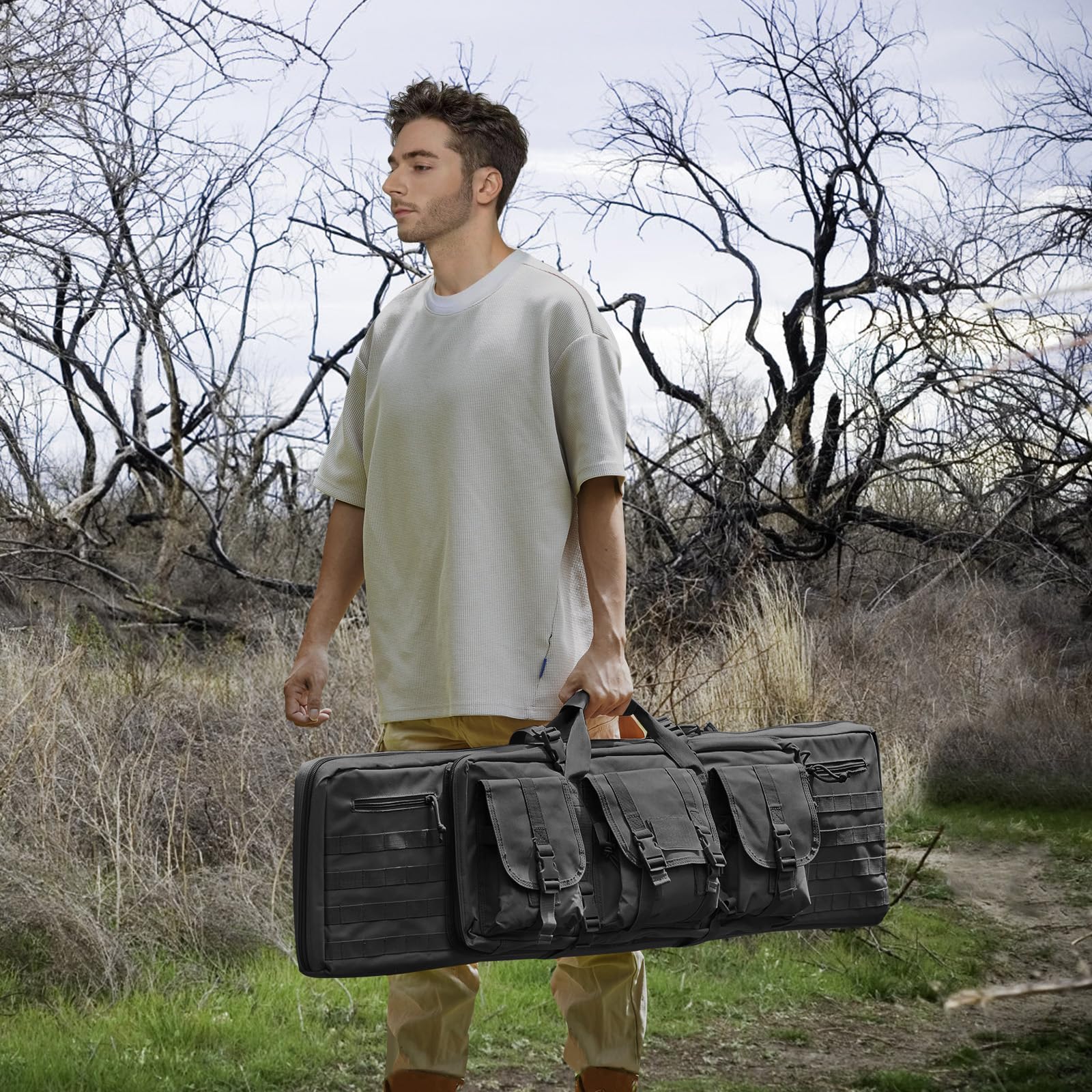 VEVOR Tactical Rifle Gun Case - Waterproof & Durable Shooting Range Bag for Hunting, Airsoft, and Firearm Storage | Perfect for Outdoor Range, Travel, and Secure Weapon Transport