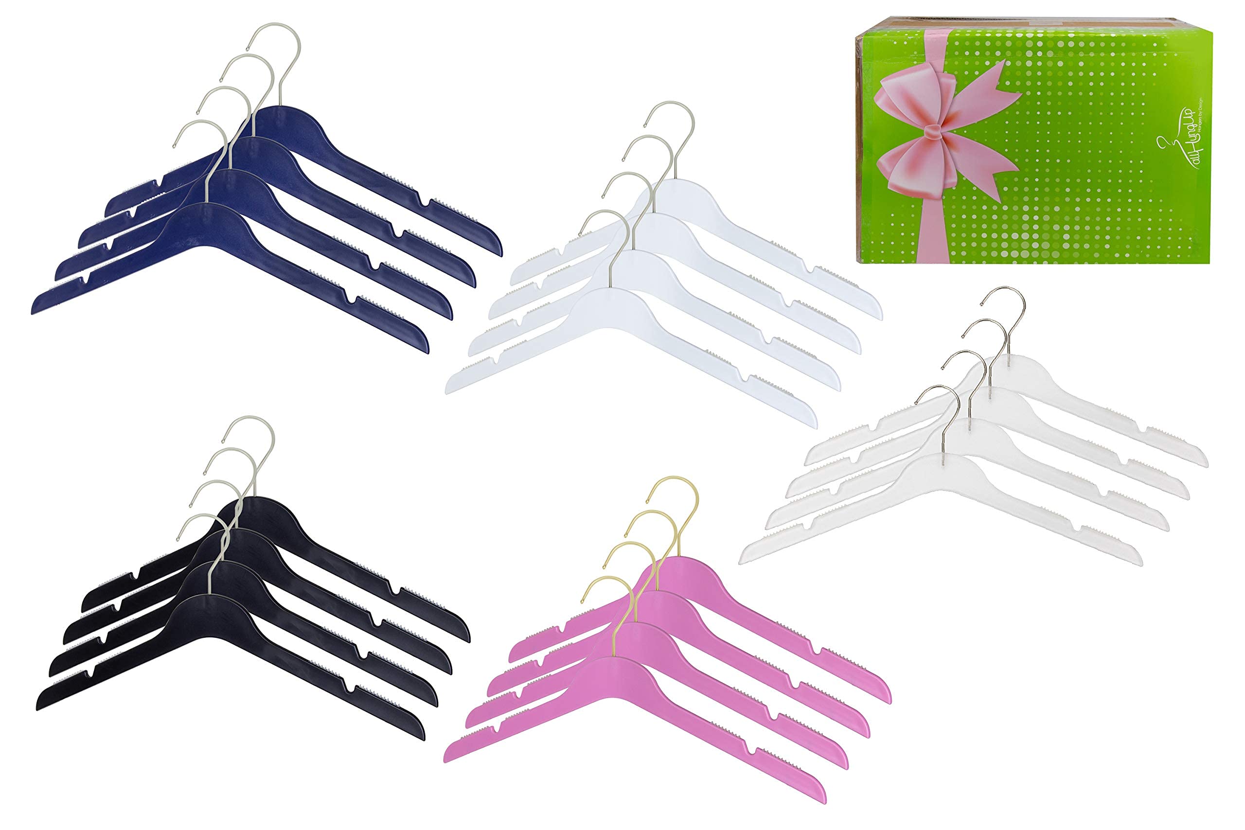 Premium Non-Slip Heavy Duty Plastic Clothes Hangers - 100 Pack Navy Blue for Coats, Jackets, Dresses & Sweaters - Space Saving Closet Organization Solution for Home & Retail Stores