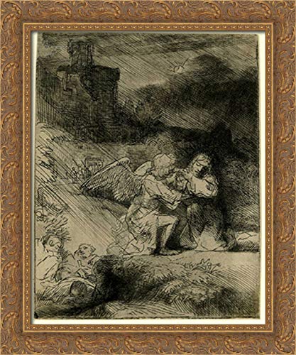 Rembrandt The Agony in the Garden 20x24 Inch Religious Oil Painting Reproduction - Gold Ornate Wood Framed Canvas Wall Art for Home Decor, Church, or Office
