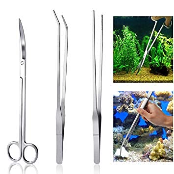 Premium Stainless Steel Aquarium Tools Set - Aquascaping Tweezers, Scissors & Spatula for Fish Tank Maintenance (5-Piece Kit) | Perfect for Aquatic Plant Trimming, Aquarium Decoration & Beginner Fish Keepers
