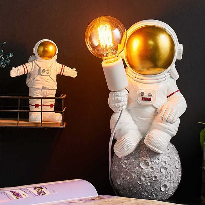 Astronaut Model Night Light - Resin Bedside Table Lamp for Kids Room, Nursery Decor & Space Themed Bedroom Lighting
