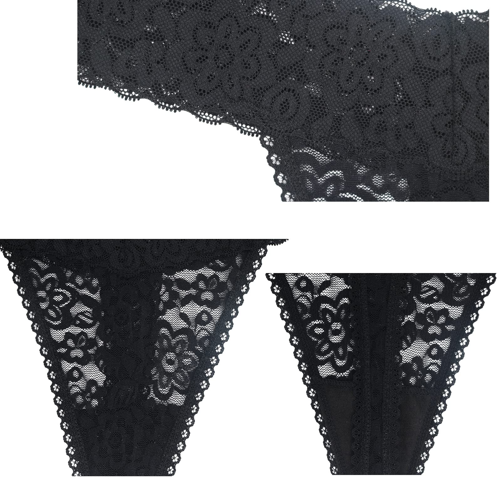 Plus Size Lace Thongs for Women - Stretchy T-Back Sexy Underwear 5/6/10 Pack - Comfortable Daily Wear & Special Occasion Lingerie