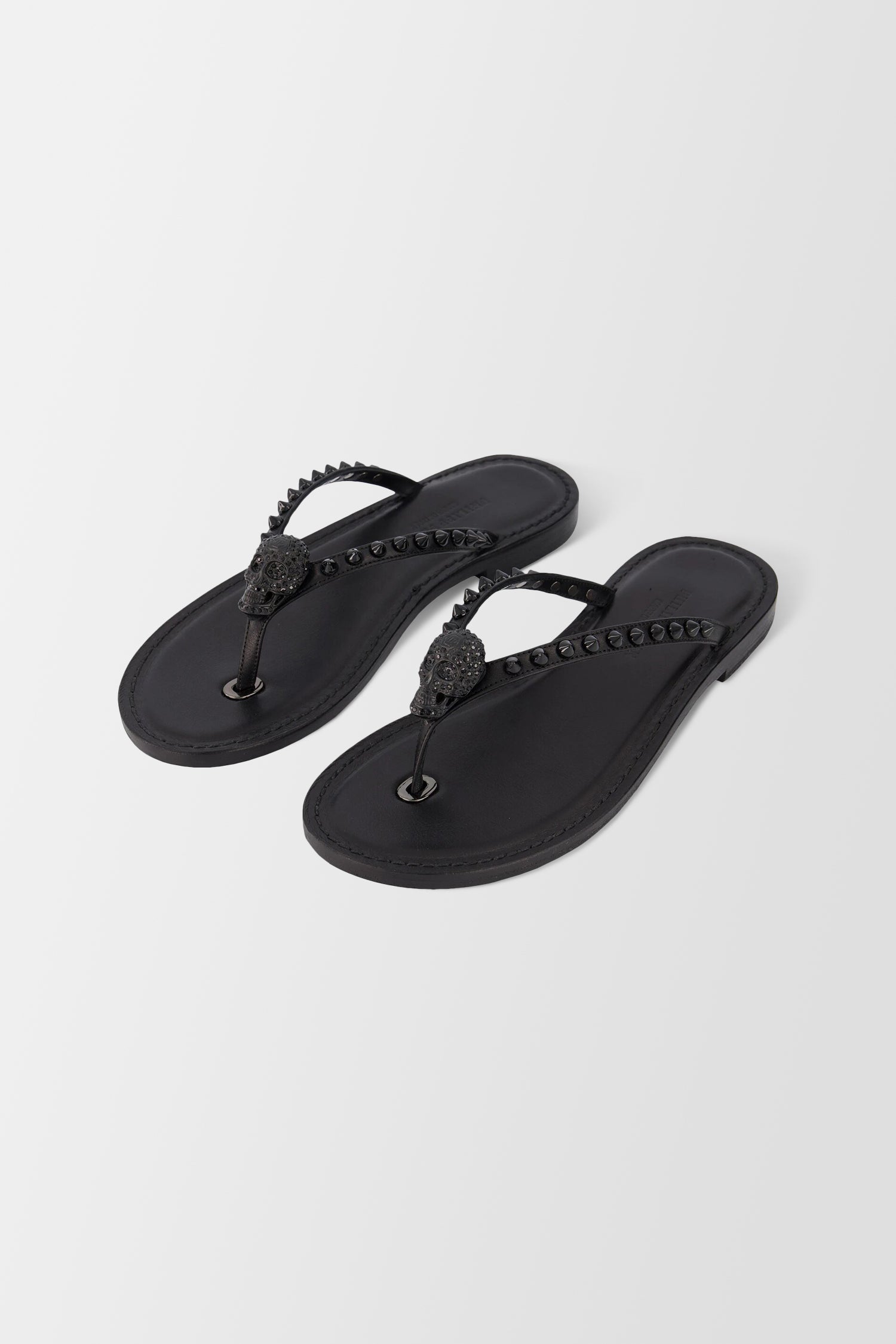 Philipp Plein Black Leather Flip Flops for Men - Premium Comfort Sandals for Beach, Pool & Summer Vacations