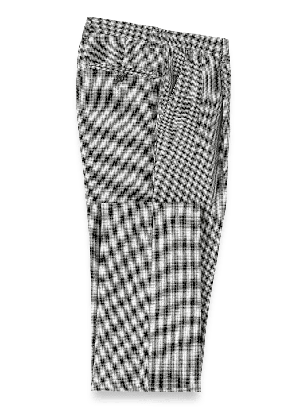 Wool Flannel Houndstooth Pants for Men - Classic Black Checkered Trousers | Office Wear, Business Casual & Winter Outfits