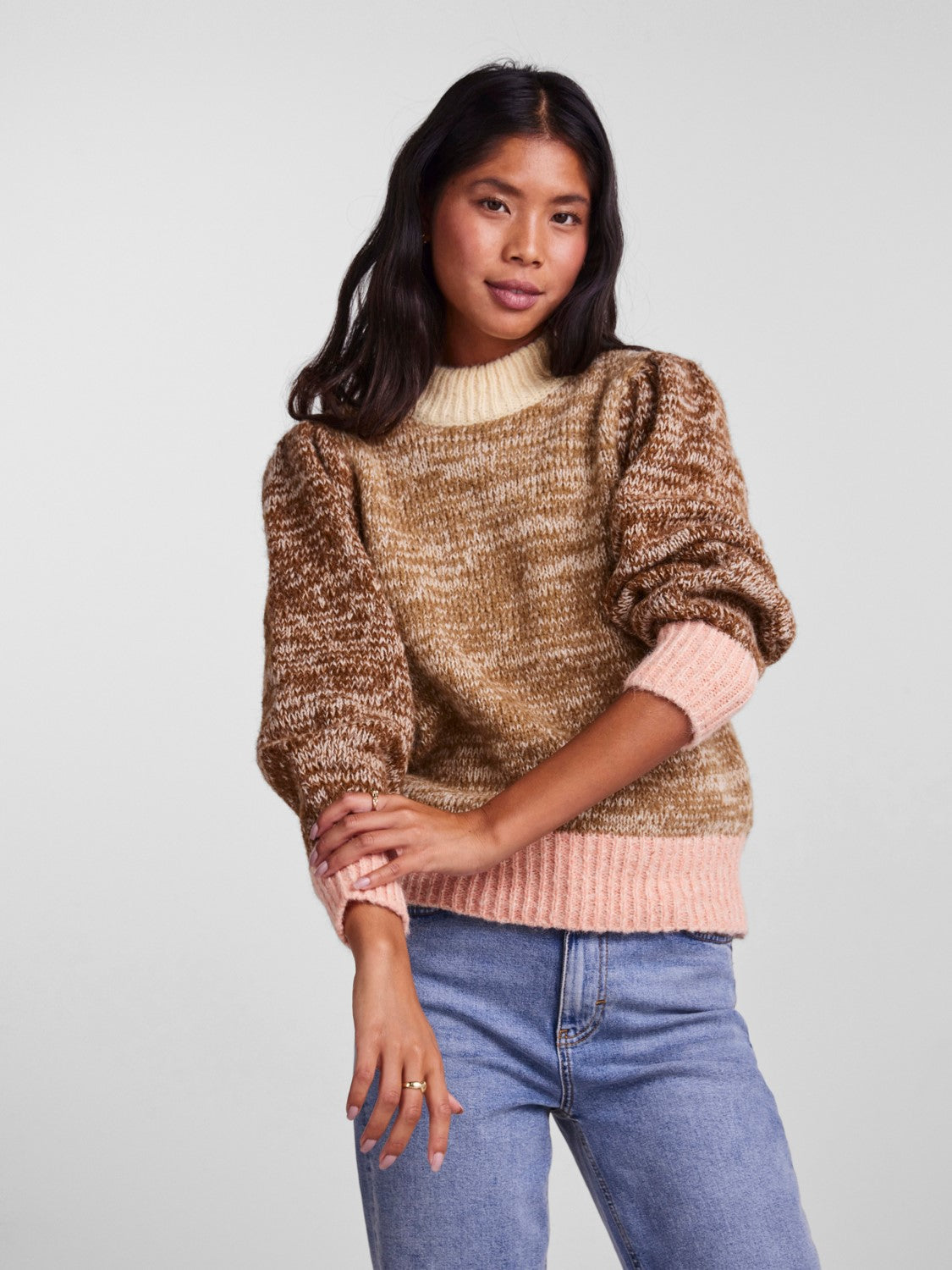 Felisia High Neck Jumper Women's Knit Sweater - Dijon Yellow Fall Winter Turtleneck Pullover for Casual Outfits & Office Wear