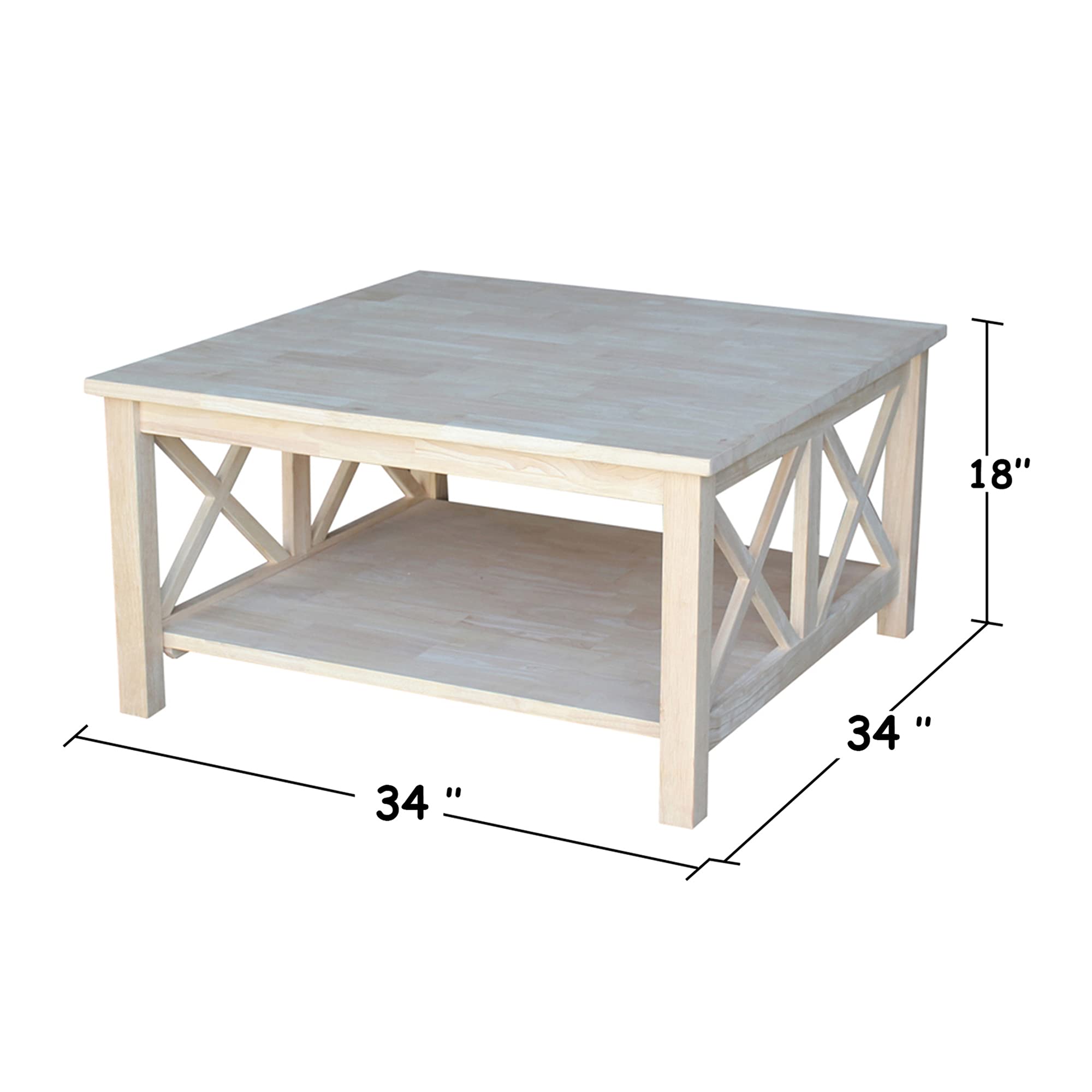 International Concepts Hampton Coffee Table - Brown Wooden Living Room Table for Home Decor, Perfect for Living Room, Lounge, and Office Use
