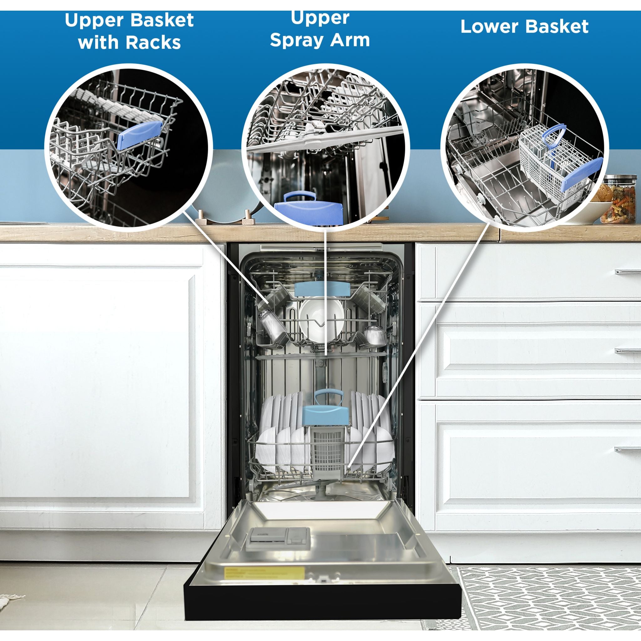 Danby DDW18D1EB 18-Inch Built-In Dishwasher in Black - Compact & Energy Efficient for Small Kitchens, Apartments, and RVs