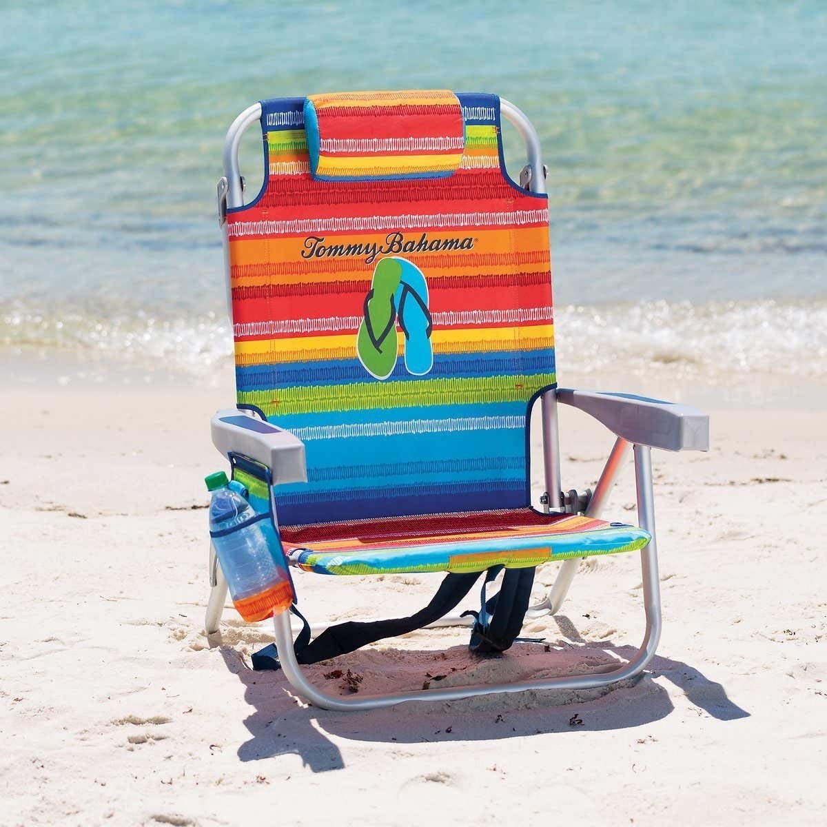 Tommy Bahama 2015 Backpack Cooler Chair with Storage Pouch & Towel Bar - Portable Beach Chair for Outdoor, Camping, Picnics & Tailgating - Red/Blue
