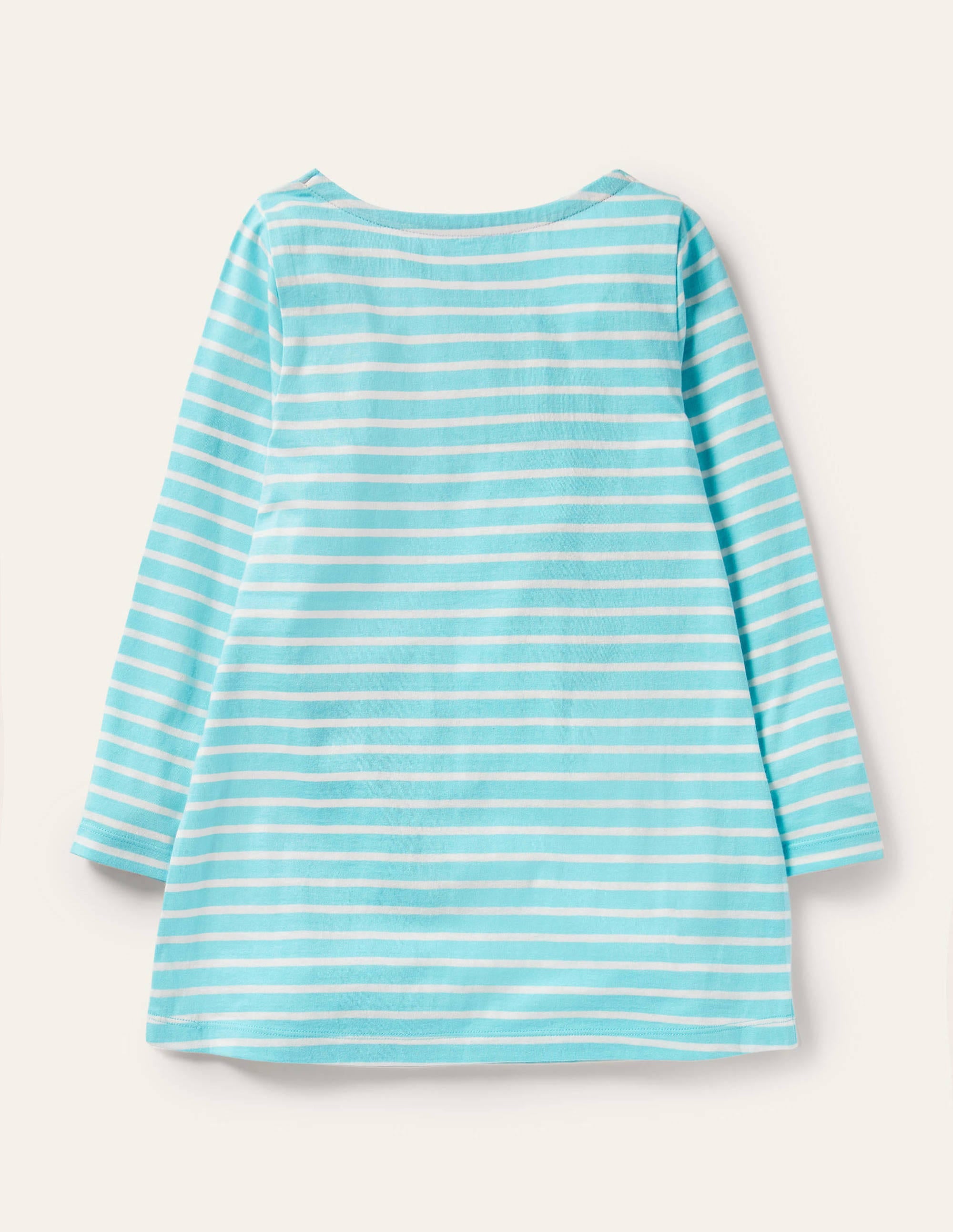 Appliqué Pocket Tunic in Aqua/Ivory with Puffins Design - Casual Summer Beachwear & Boho Style Outfit