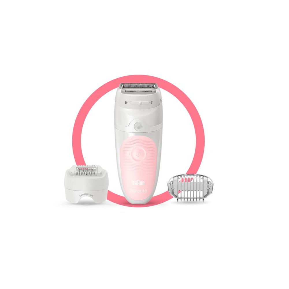Braun 79346084 Silk-épil 5 620 Women's Epilator - Gentle Hair Removal for Legs, Underarms & Bikini Line - White/Pink Electric Hair Remover - Painless & Long-Lasting Smooth Skin at Home or Travel