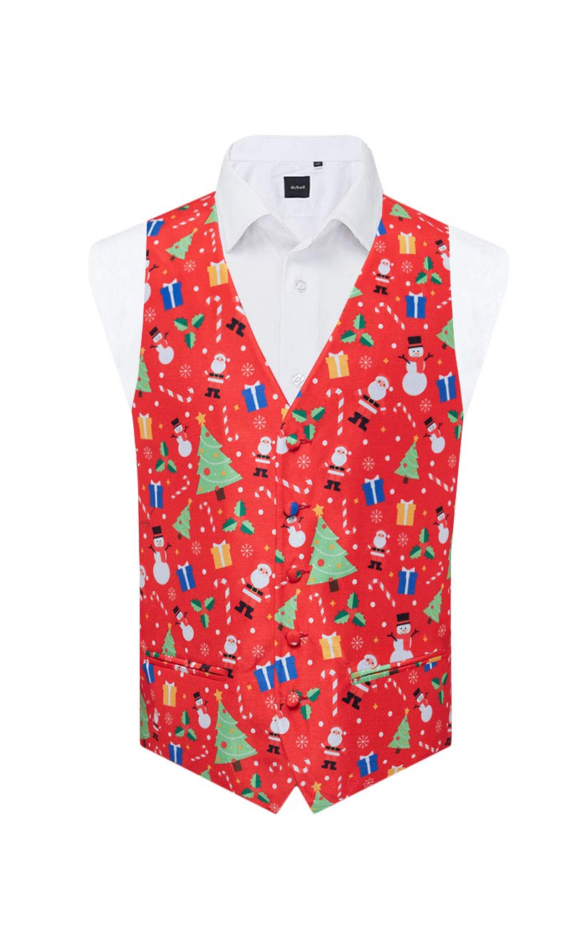 Festive Red Christmas Vest for Men - Holiday Party Outfit, Ugly Sweater Contest & Winter Celebration Apparel