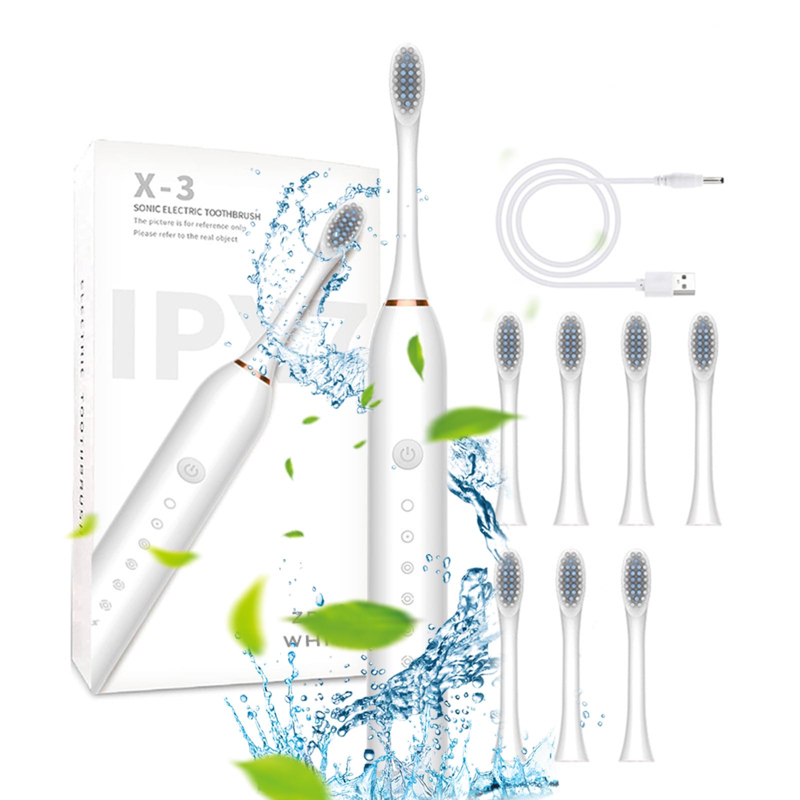 ZZKHGo Electric Toothbrush for Adults - 8 Replacement Brush Heads, 6 Cleaning Modes, USB Rechargeable, Waterproof Design - Perfect for Travel, Home & Daily Oral Care