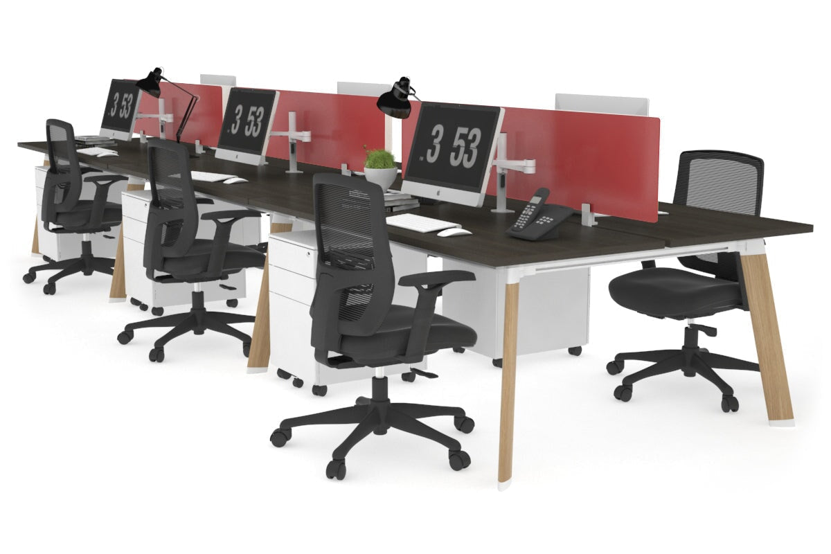 6-Person Wooden Workstation with Imprint Frame - 1600L x 700W Dimensions - Ideal for Office, Conference Room & Collaborative Workspaces