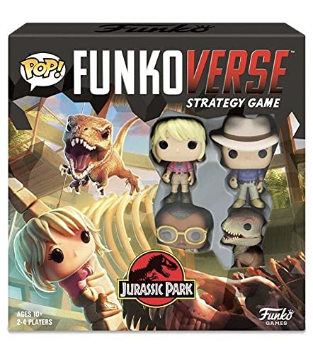 FunkoVerse Jurassic Park Strategy Board Game - 4-Pack Collector's Edition | Family Game Night & Dinosaur-Themed Party Entertainment