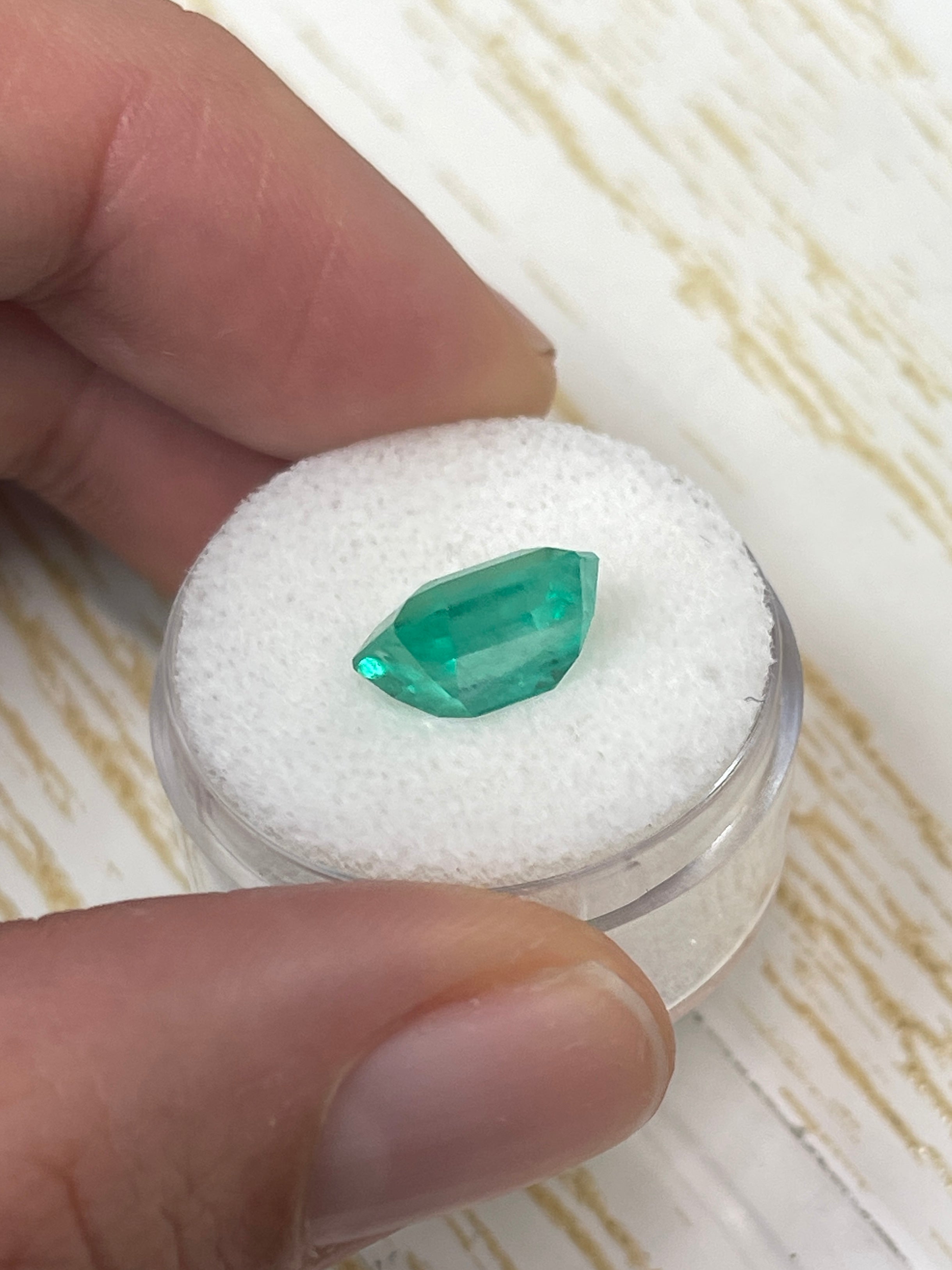 4.24 Carat Bluish Green Natural Loose Colombian Emerald - 10.6x9mm Classic Emerald Cut Gemstone for Jewelry Making & Engagement Rings